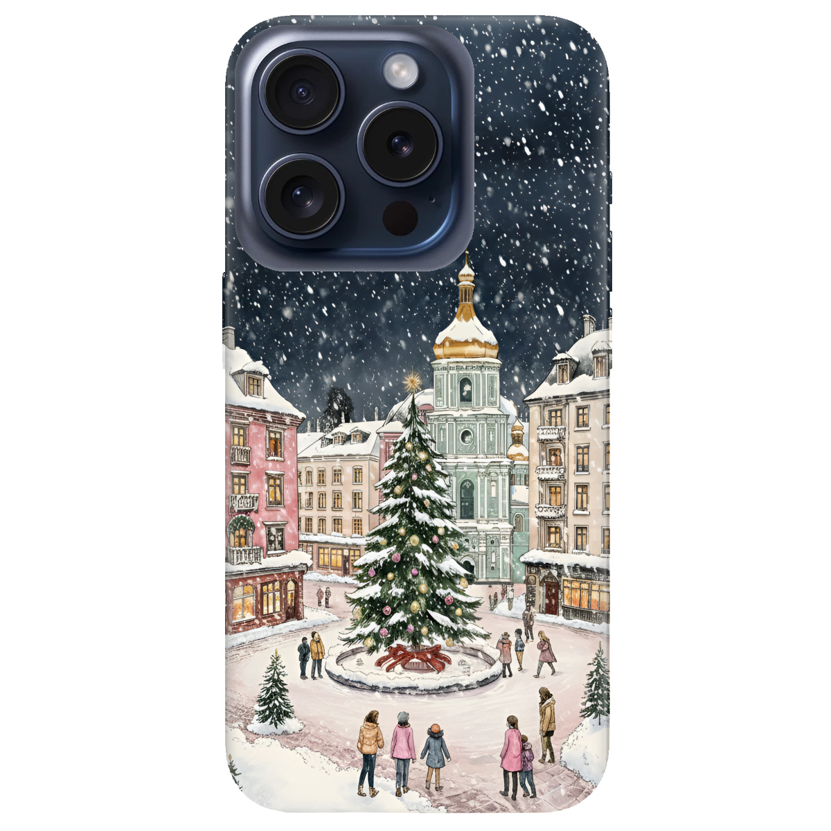 Чохол для Apple iPhone 15 Pro Max прозорий Новорічне місто - фото 1 - Чохли для телефонів