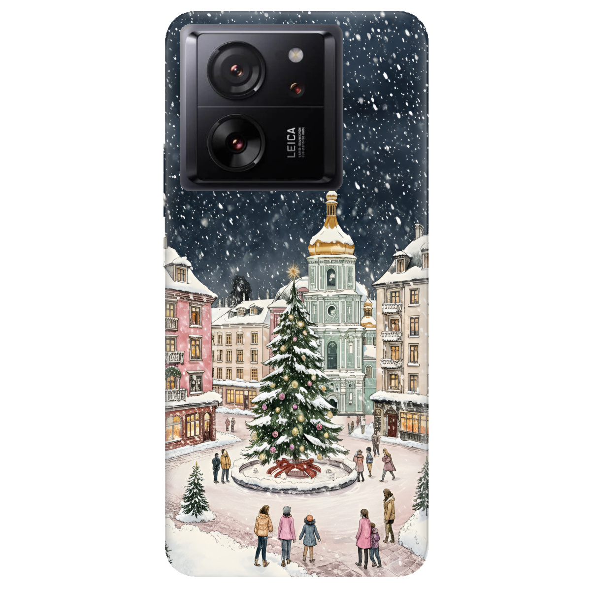 Чехол для Xiaomi 13T прозрачный Новогодний город - фото 1 - Чехлы для телефонов