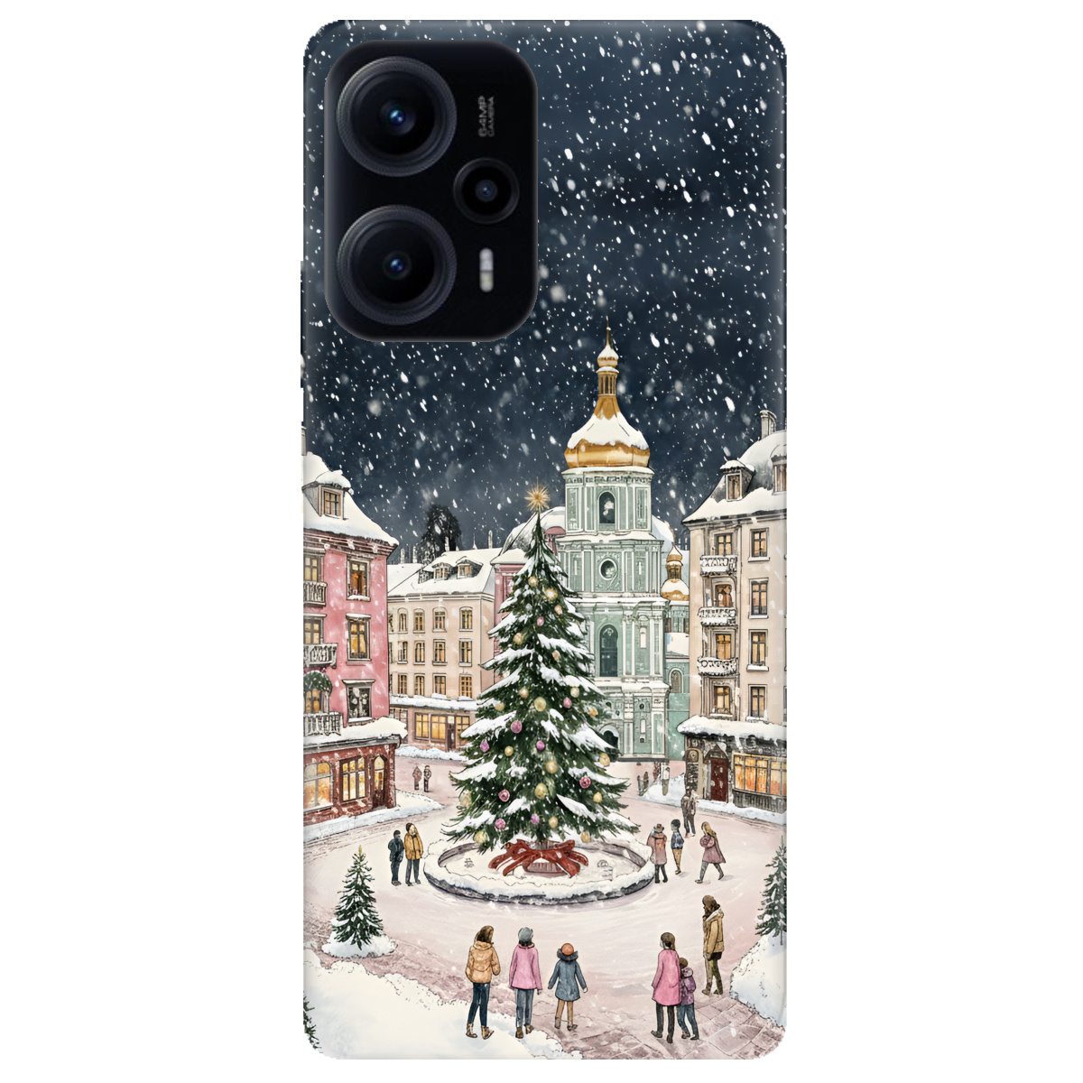 Чохол для Xiaomi Poco F5 прозорий Новорічне місто - фото 1 - Чохли для телефонів
