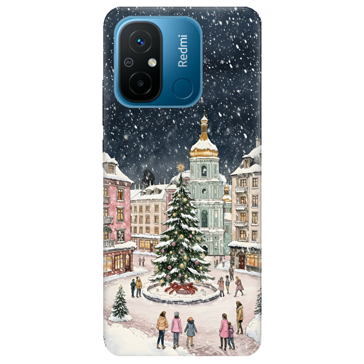 Чехол для Xiaomi Redmi 12C прозрачный Новогодний город - фото 1 - Чехлы для телефонов