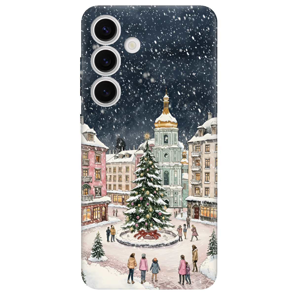 Чехол для Samsung Galaxy S24 прозрачный Новогодний город - фото 1 - Чехлы для телефонов