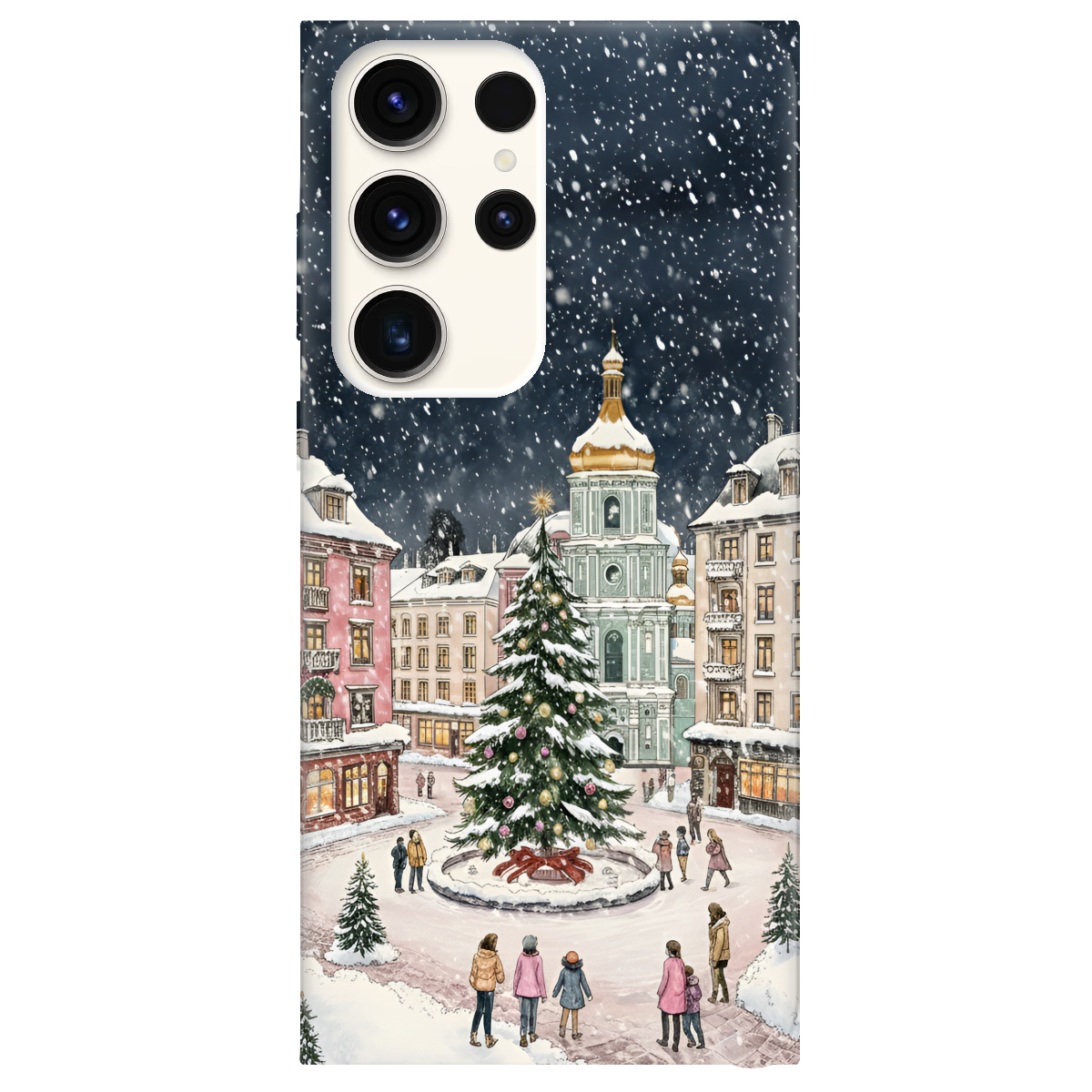 Чехол для Samsung Galaxy S24 Ultra прозрачный Новогодний город - фото 1 - Чехлы для телефонов