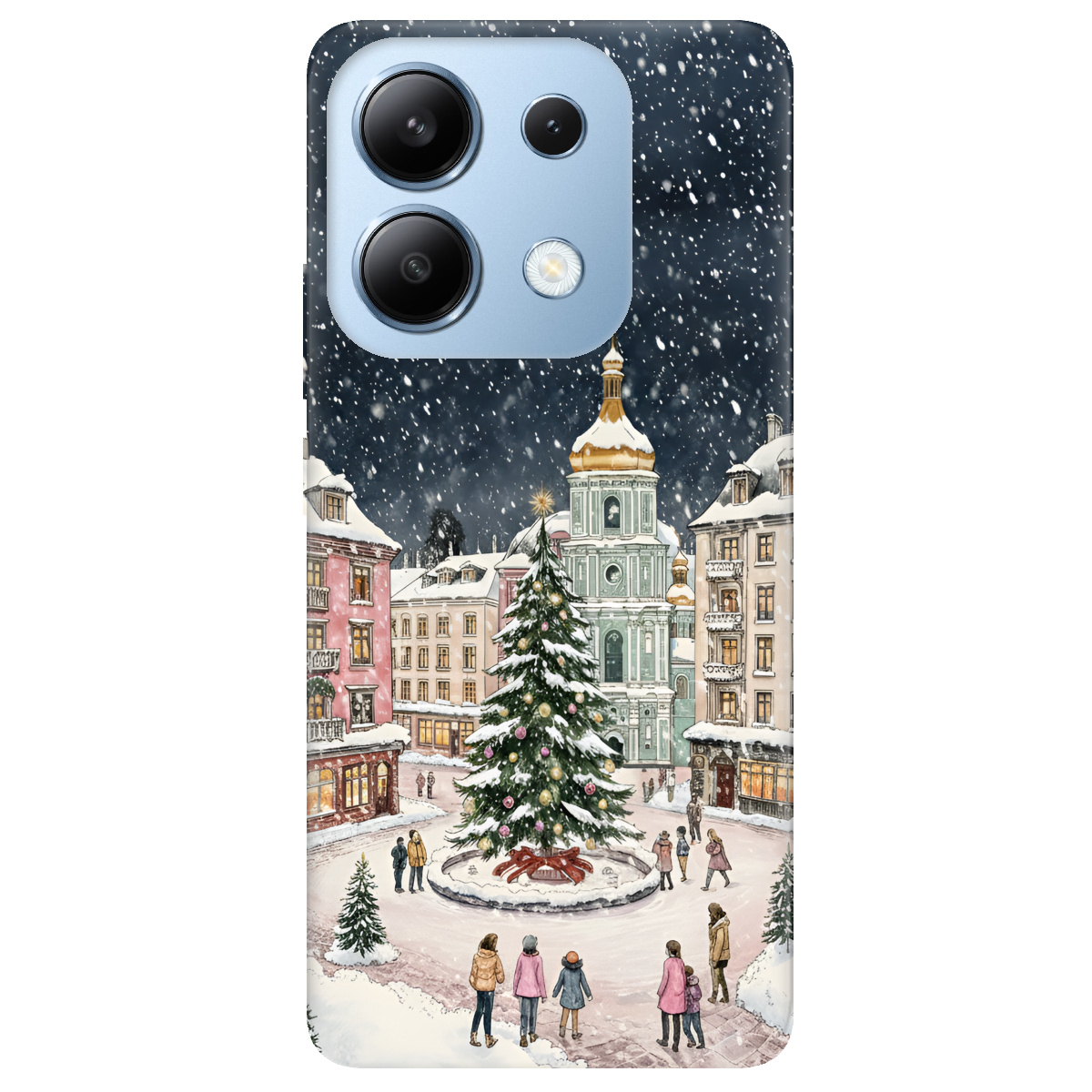 Чехол для Xiaomi Redmi Note 13 4G прозрачный Новогодний город - фото 1 - Чехлы для телефонов