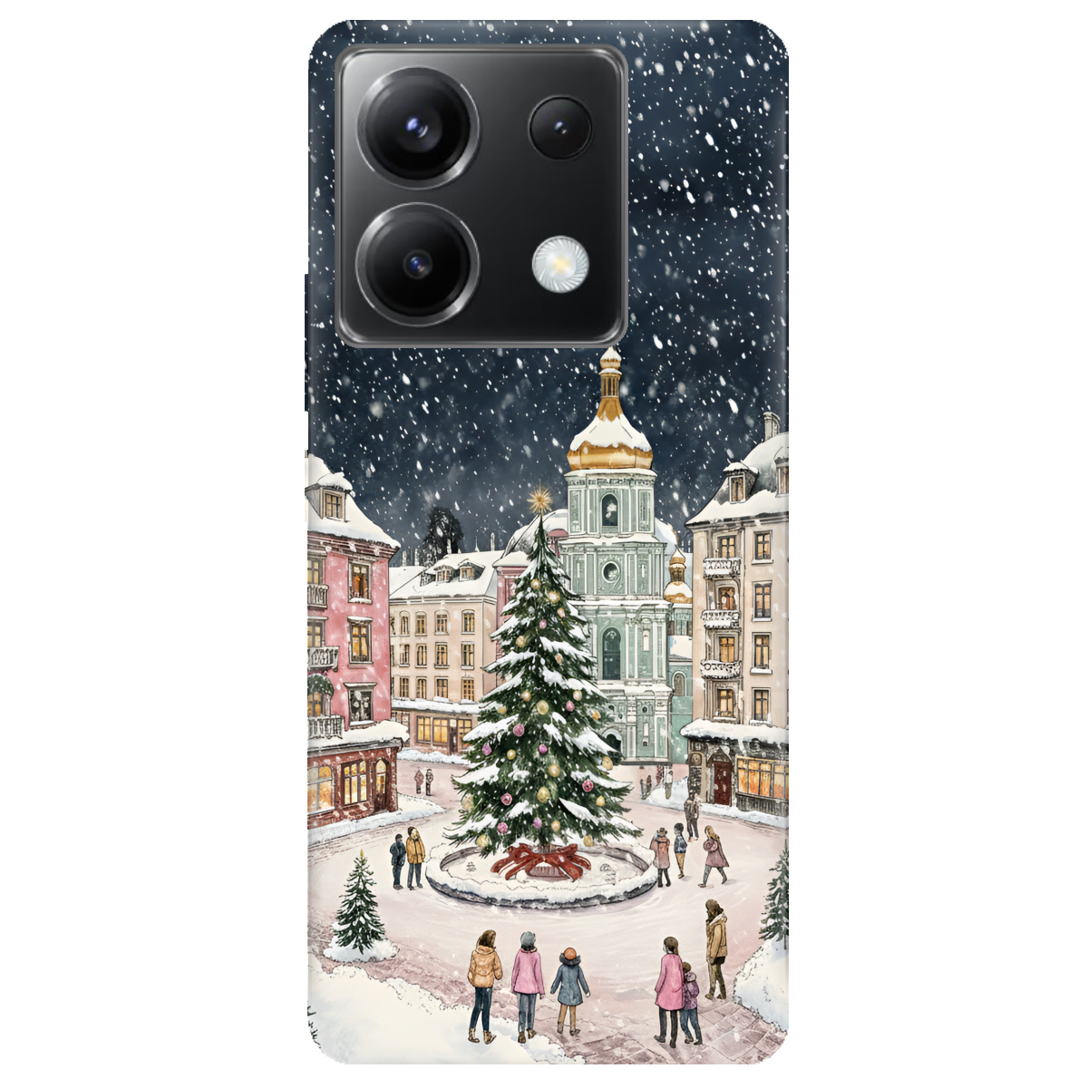 Чехол для Xiaomi Poco X6 прозрачный Новогодний город - фото 1 - Чехлы для телефонов