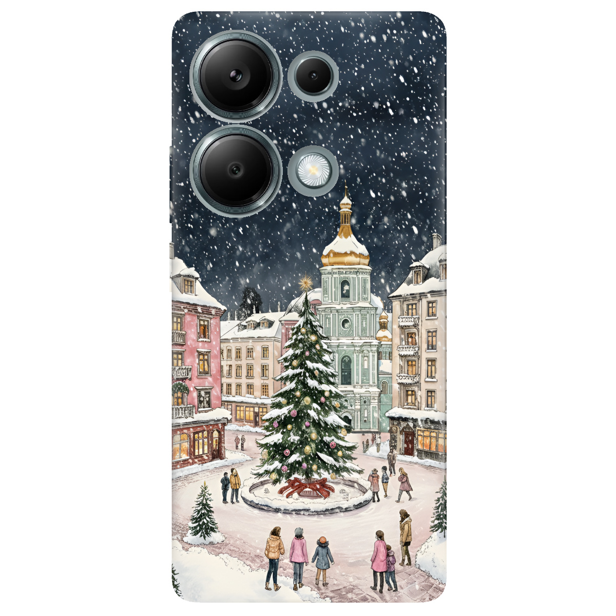 Чехол для Xiaomi Redmi Note 13 Pro 4G прозрачный Новогодний город - фото 1 - Чехлы для телефонов