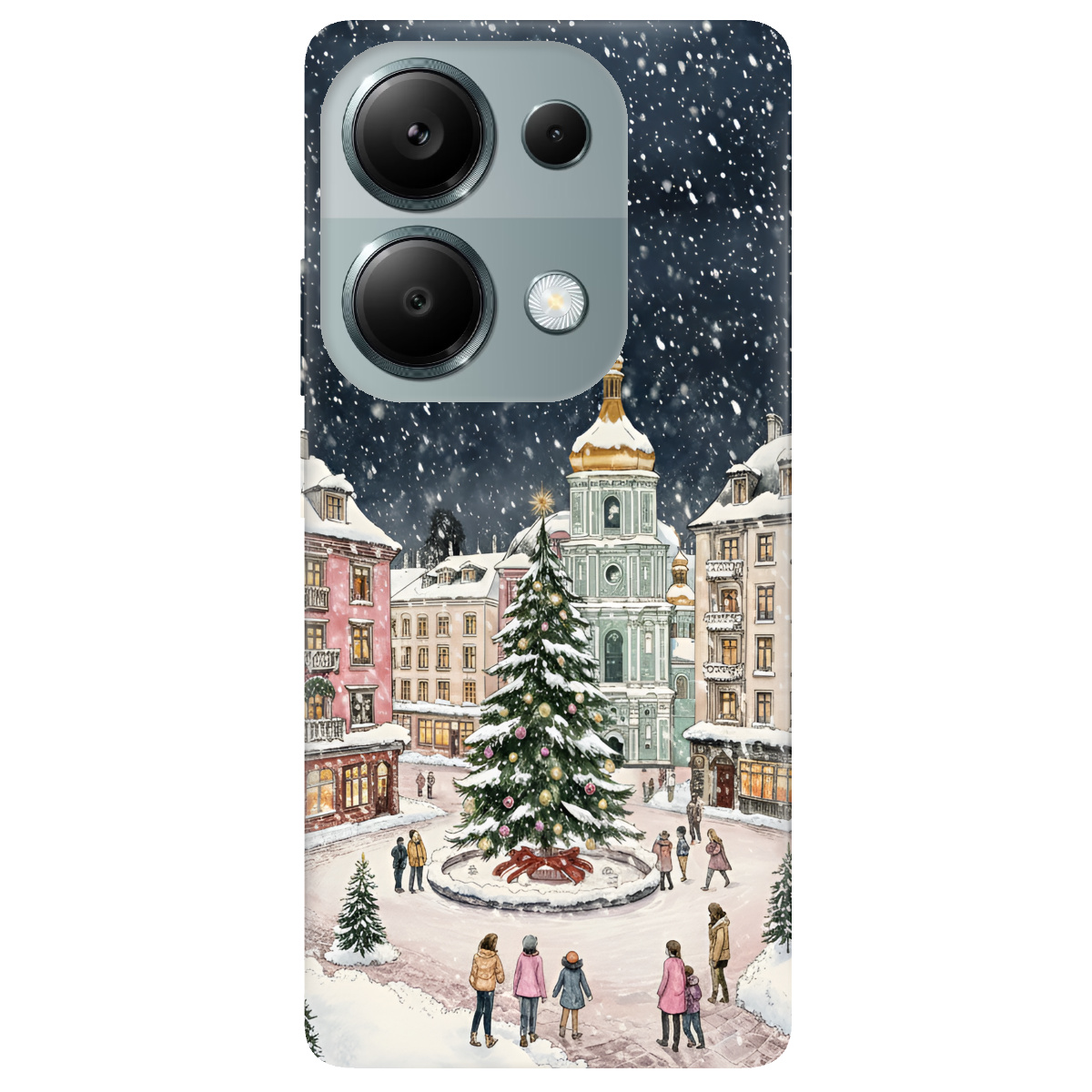 Чехол для Xiaomi Redmi Note 13 Pro 4G прозрачный Новогодний город - фото 1 - Чехлы для телефонов