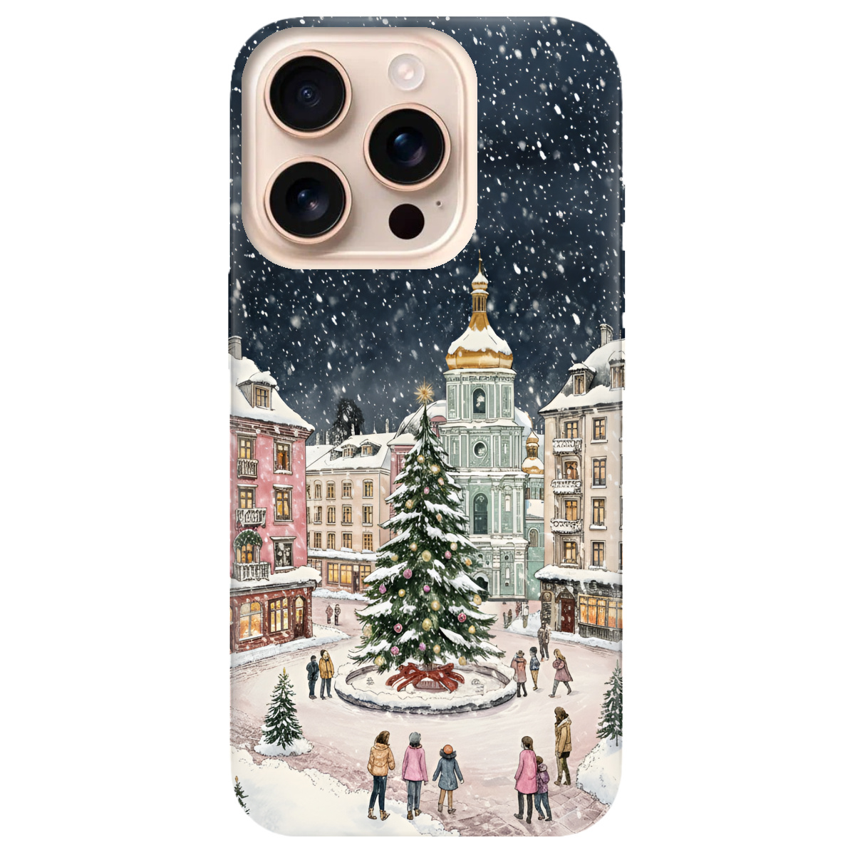 Чехол для Apple iPhone 16 Pro Max прозрачный Новогодний город - фото 1 - Чехлы для телефонов