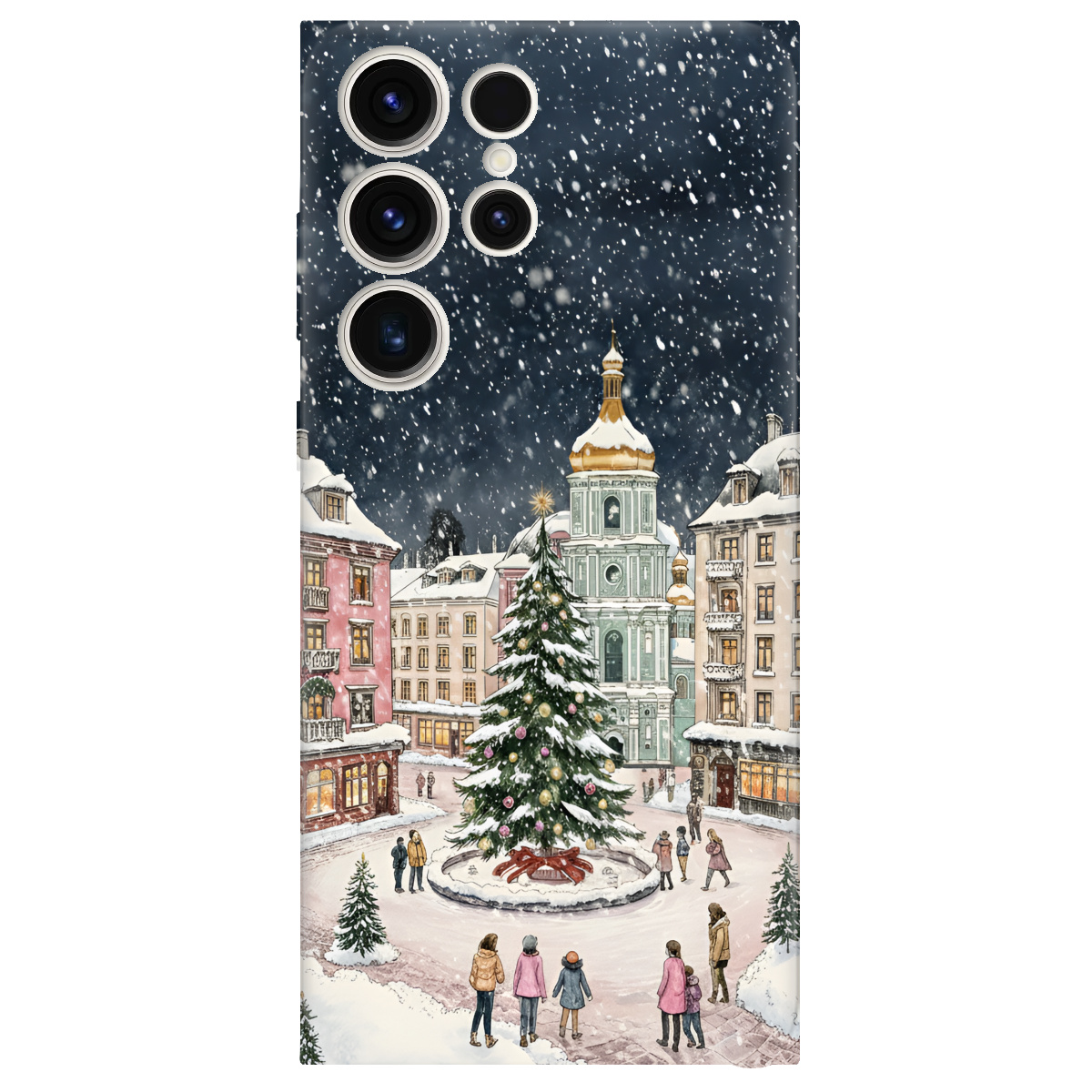 Чехол для Samsung Galaxy S25 Ultra прозрачный Новогодний город - фото 1 - Чехлы для телефонов