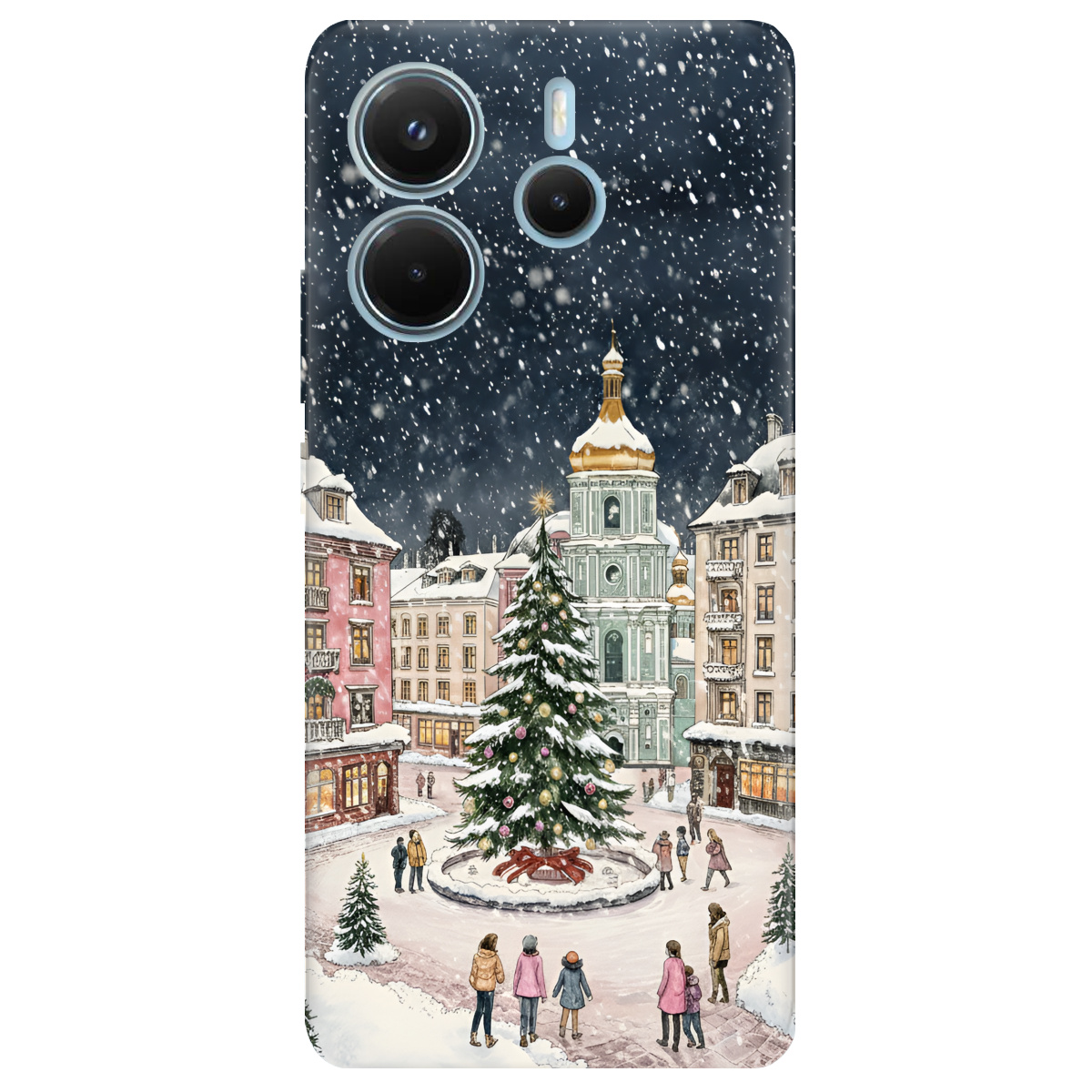 Чехол для Xiaomi Redmi Note 14 4G прозрачный Новогодний город - фото 1 - Чехлы для телефонов