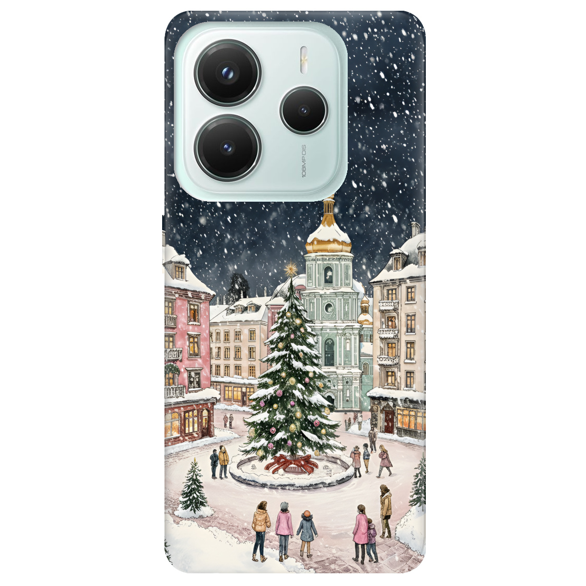 Чехол для Xiaomi Redmi Note 14 5G прозрачный Новогодний город - фото 1 - Чехлы для телефонов