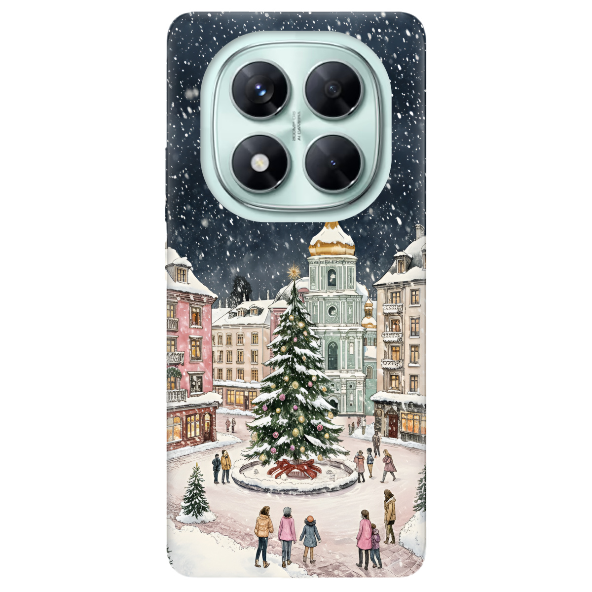 Чехол для Xiaomi Redmi Note 14 Pro 5G прозрачный Новогодний город - фото 1 - Чехлы для телефонов