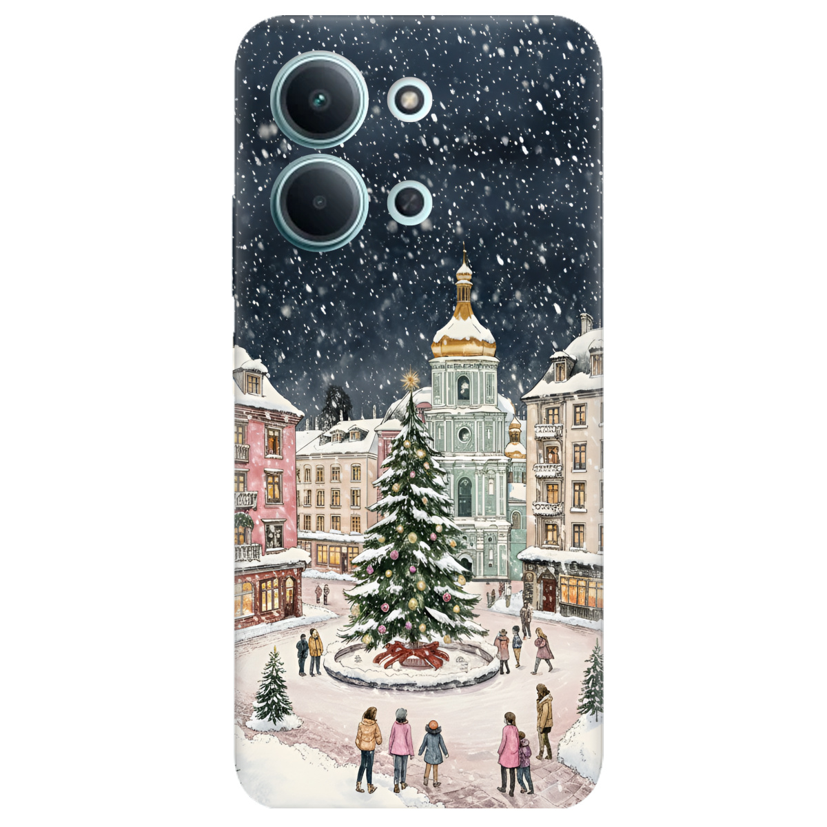 Чехол для Xiaomi Redmi 15C прозрачный Новогодний город - фото 1 - Чехлы для телефонов