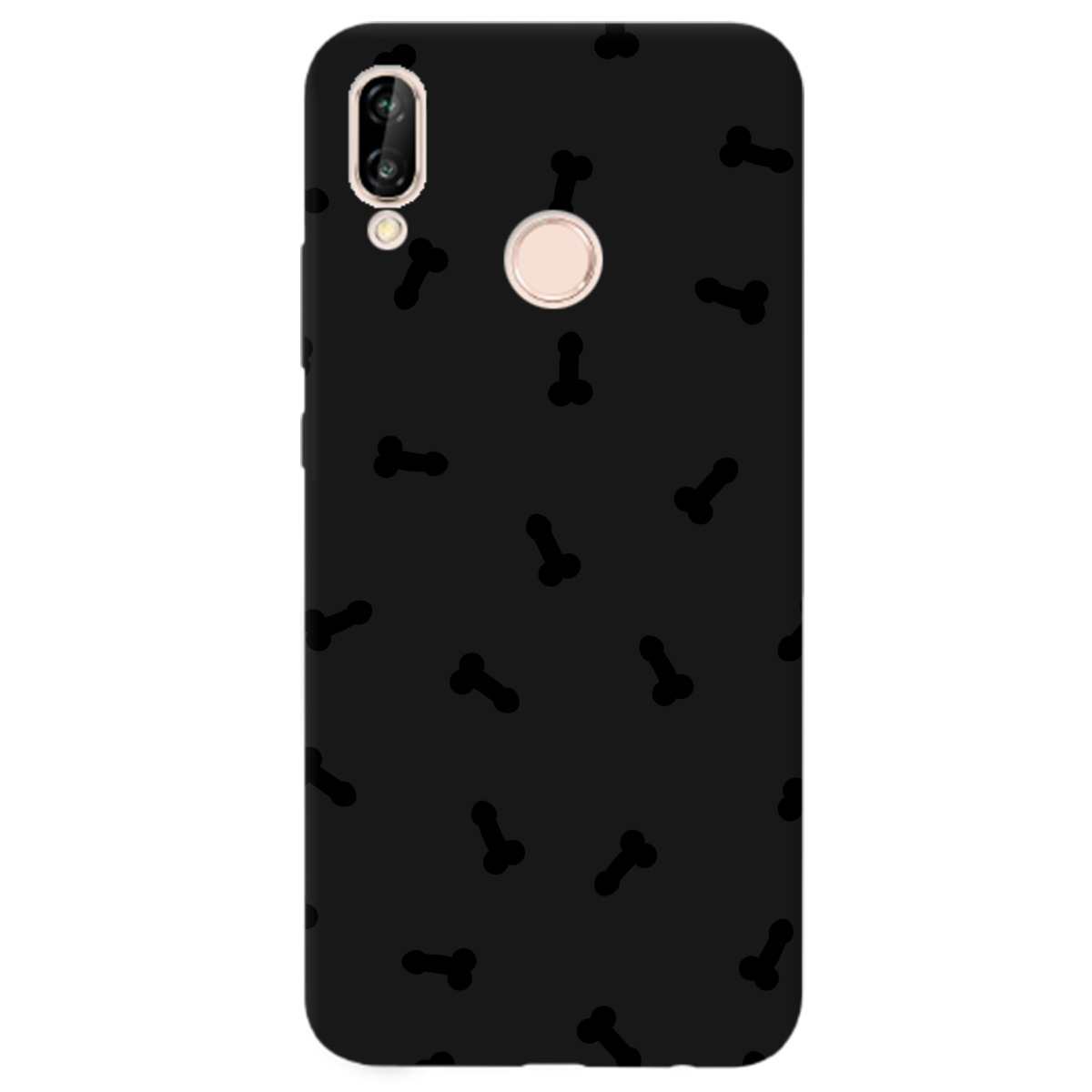 Чехол для Huawei P20 Lite черный матовый soft touch Маленькие дикпики - фото 1 - Чехлы для телефонов