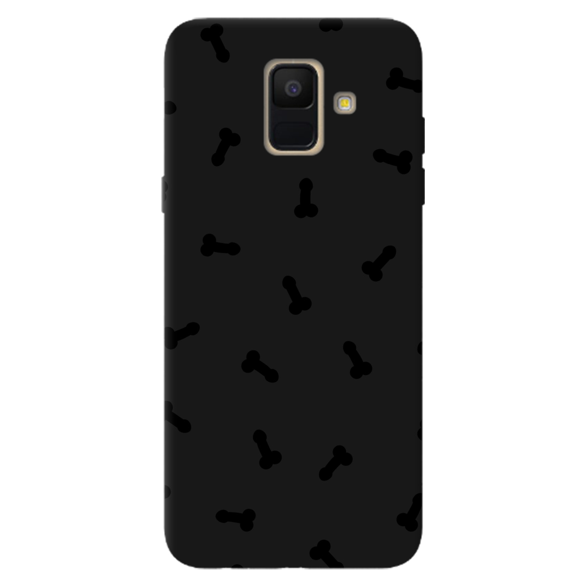 Чехол для Samsung Galaxy A6 2018 черный матовый soft touch Маленькие дикпики - фото 1 - Чехлы для телефонов