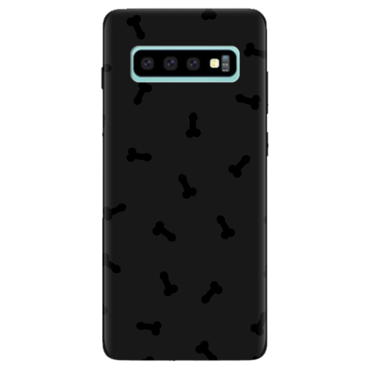 Чехол для Samsung Galaxy S10 Plus черный матовый soft touch Маленькие дикпики - фото 1 - Чехлы для телефонов