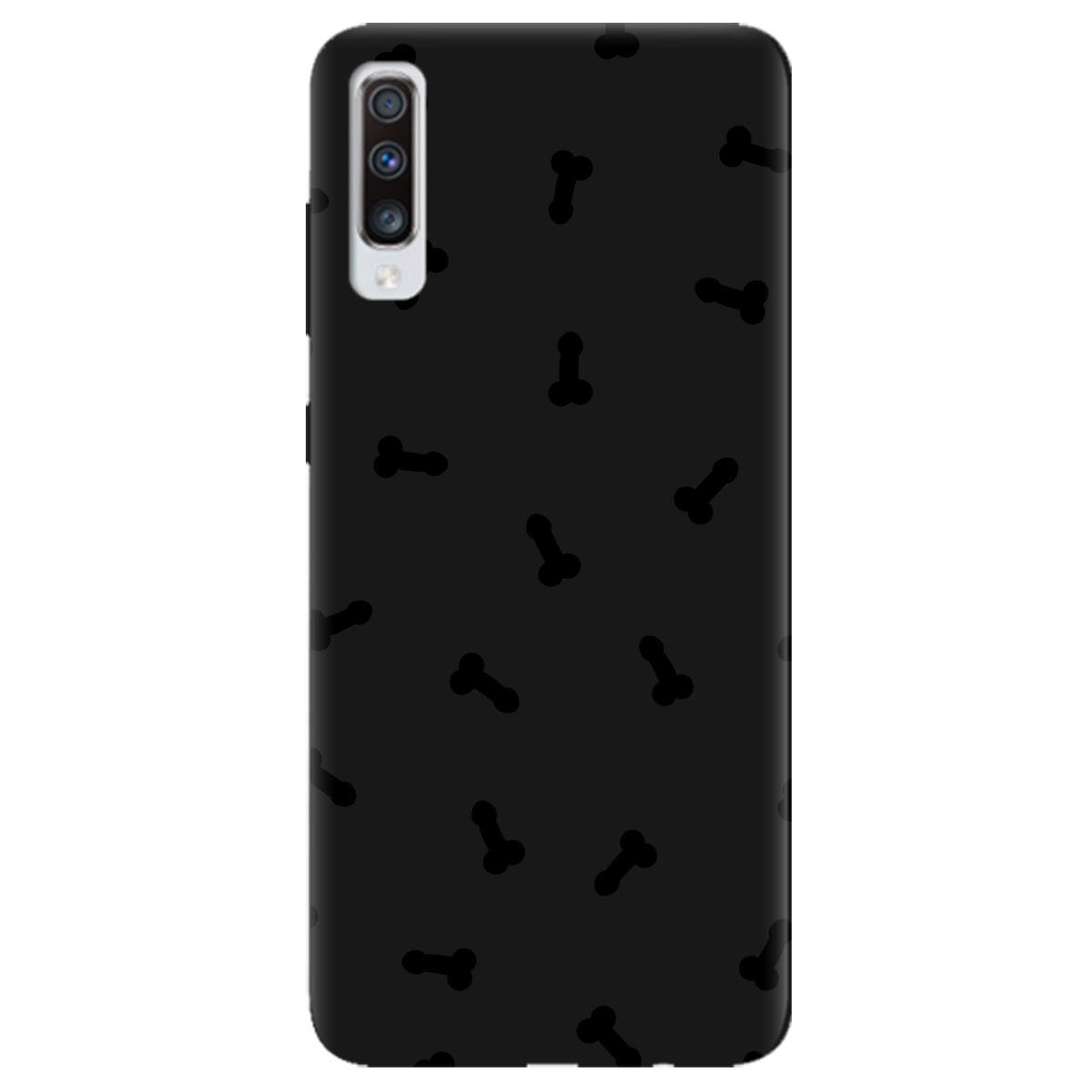 Чехол для Samsung Galaxy A70 черный матовый soft touch Маленькие дикпики - фото 1 - Чехлы для телефонов