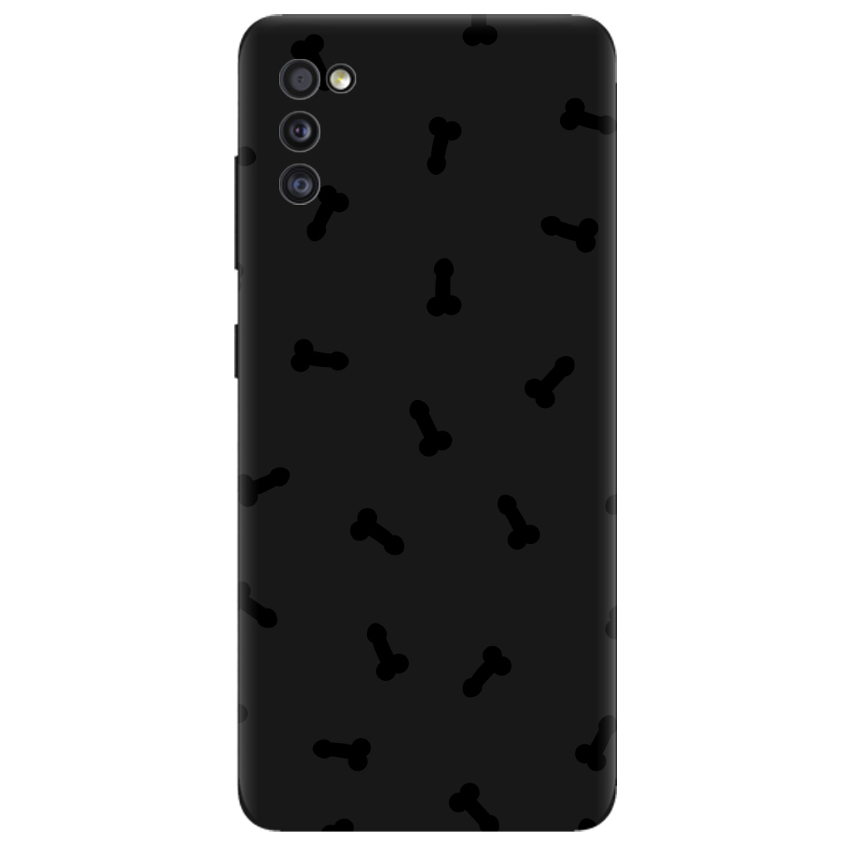 Чехол для Samsung Galaxy A41 черный матовый soft touch Маленькие дикпики - фото 1 - Чехлы для телефонов