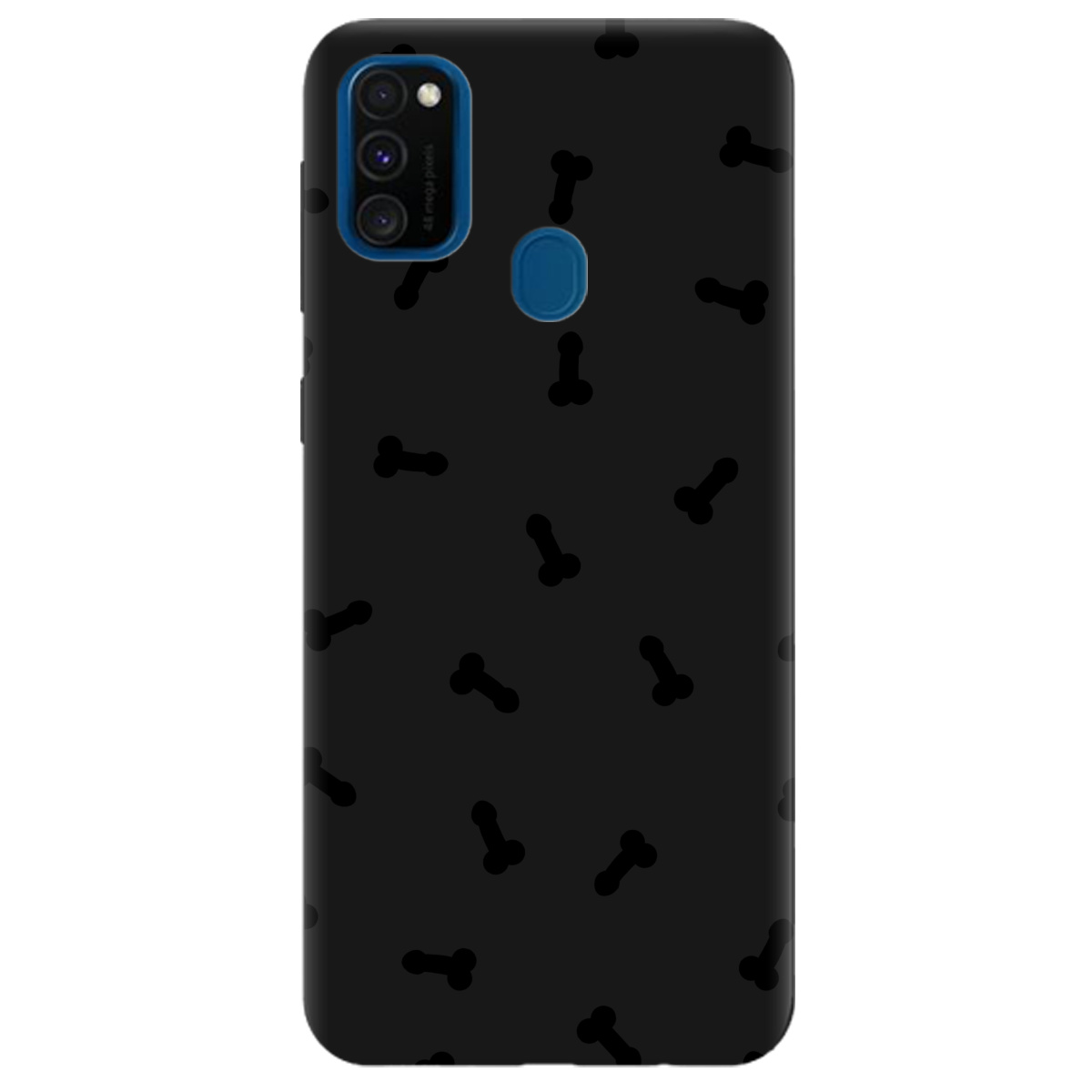 Чехол для Samsung Galaxy M21 черный матовый soft touch Маленькие дикпики - фото 1 - Чехлы для телефонов