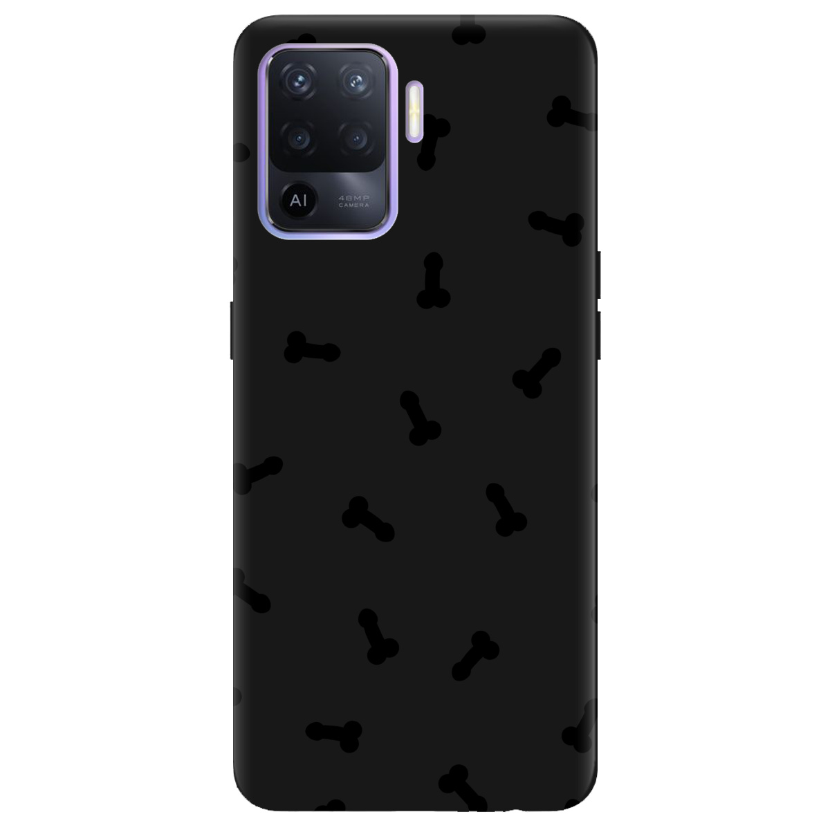 Чехол для Oppo Reno 5 Lite черный матовый soft touch Маленькие дикпики - фото 1 - Чехлы для телефонов