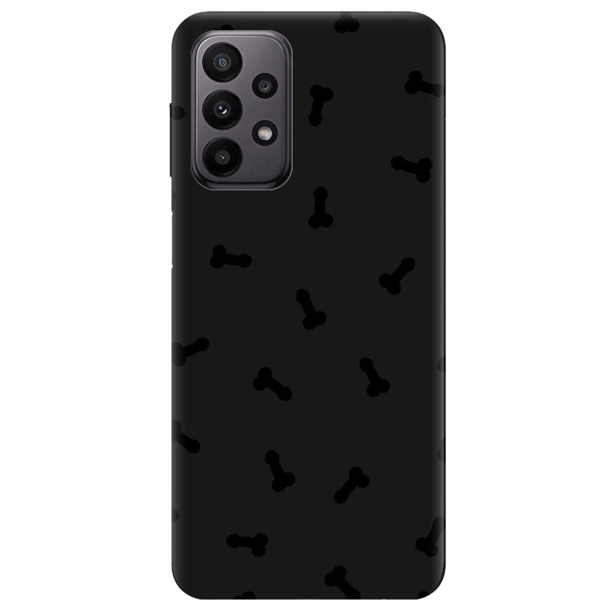 Чехол для Samsung Galaxy A23 4G черный матовый soft touch Маленькие дикпики - фото 1 - Чехлы для телефонов