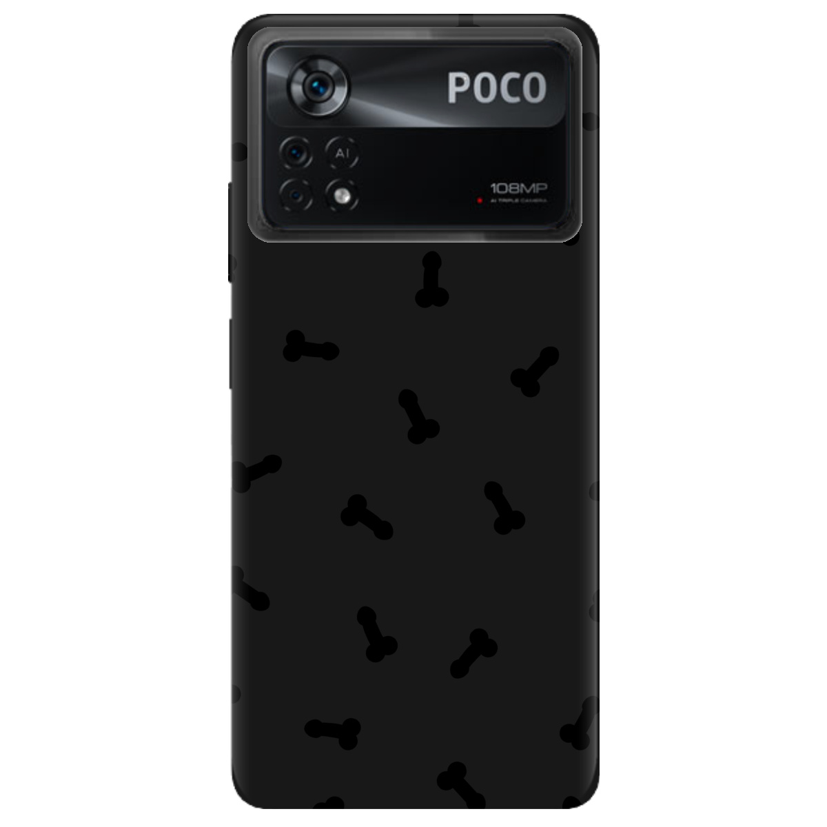 Чехол для Xiaomi Poco X4 Pro 5G черный матовый soft touch Маленькие дикпики - фото 1 - Чехлы для телефонов