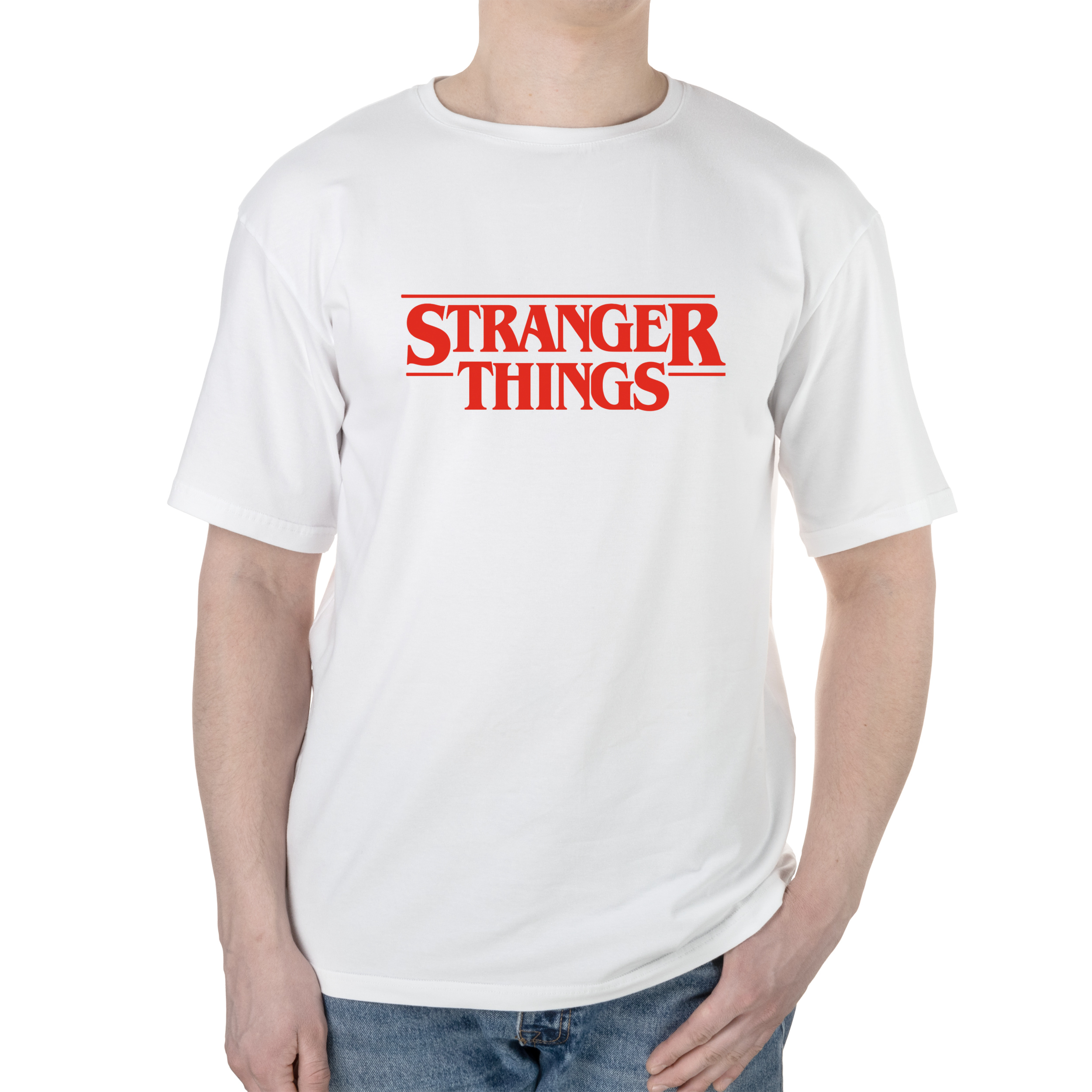 Футболка чоловіча оверсайз біла бавовна/еластан А4 розміру Дивні дива назва S - фото 1 - Футболки