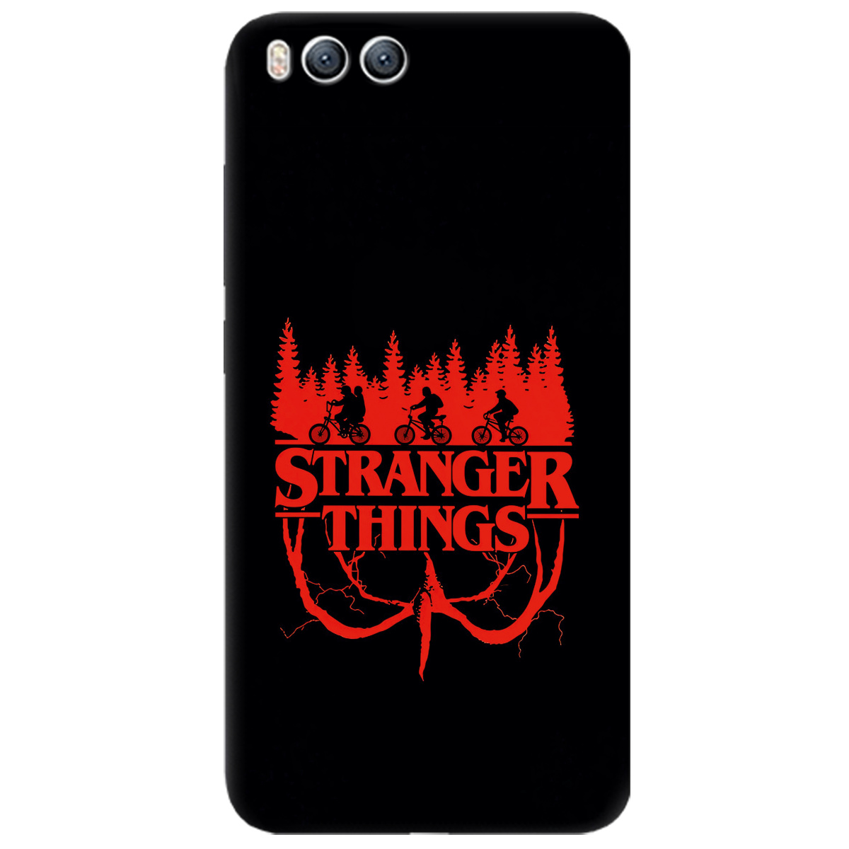 Чехол для Xiaomi Mi 6 черный матовый soft touch Очень странные дела Таинственный лес - фото 1 - Чехлы для телефонов