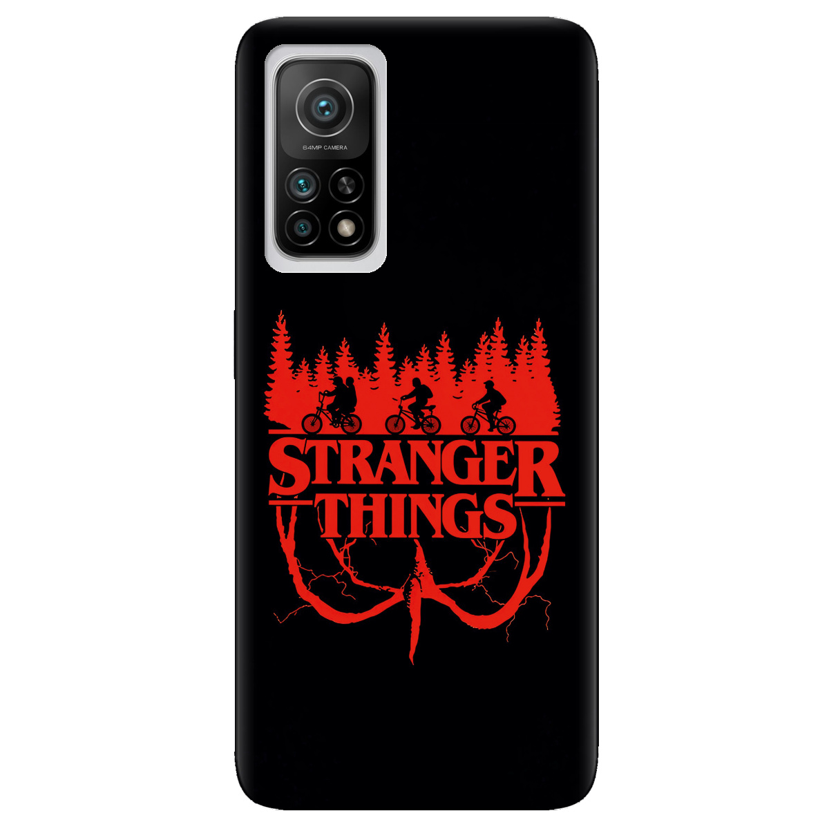 Чехол для Xiaomi Mi 10T/ Mi 10T Pro черный матовый soft touch Очень странные дела Таинственный лес - фото 1 - Чехлы для телефонов