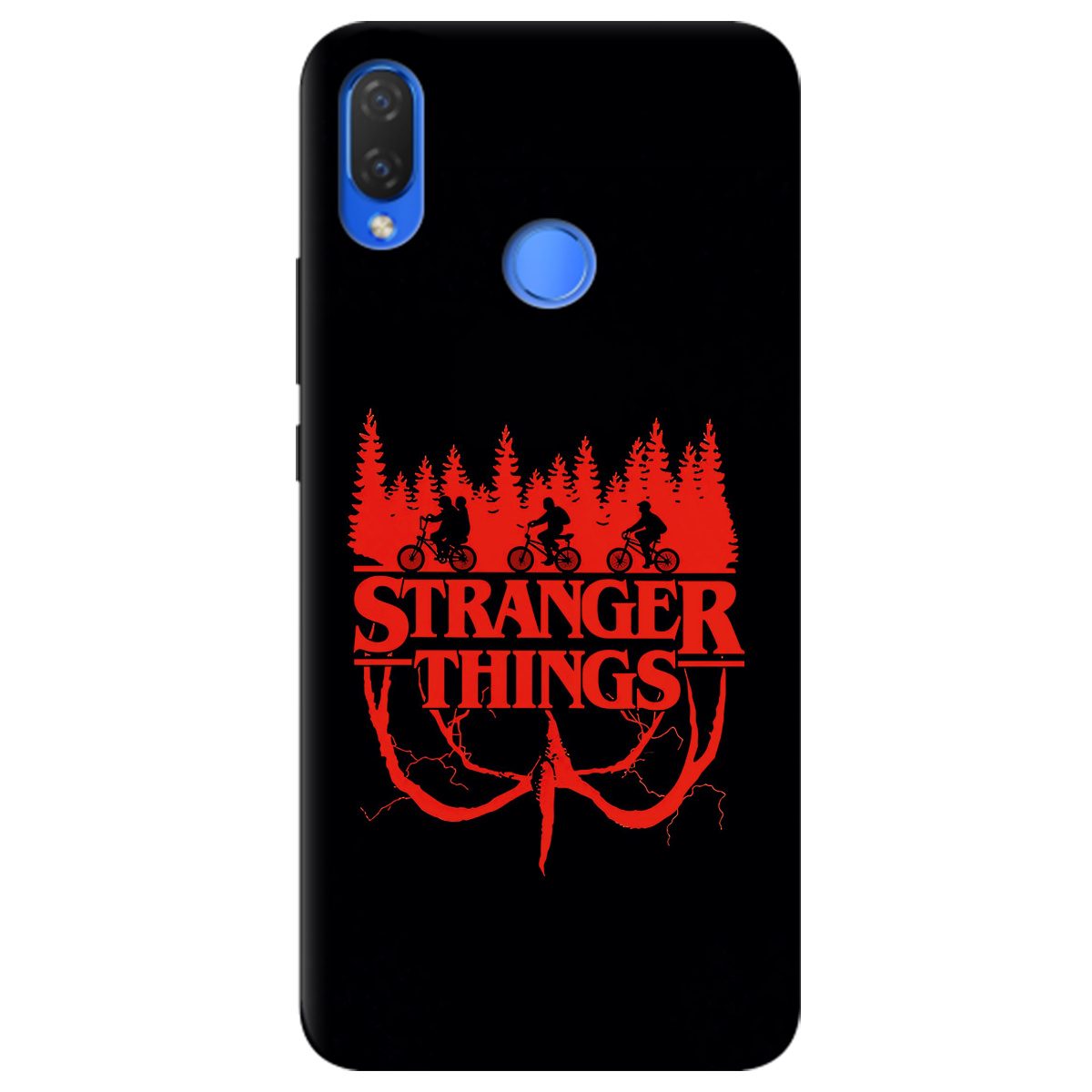 Чохол для Huawei P Smart Plus чорний матовий soft touch Дивні дива Таємничий ліс - фото 1 - Чохли для телефонів