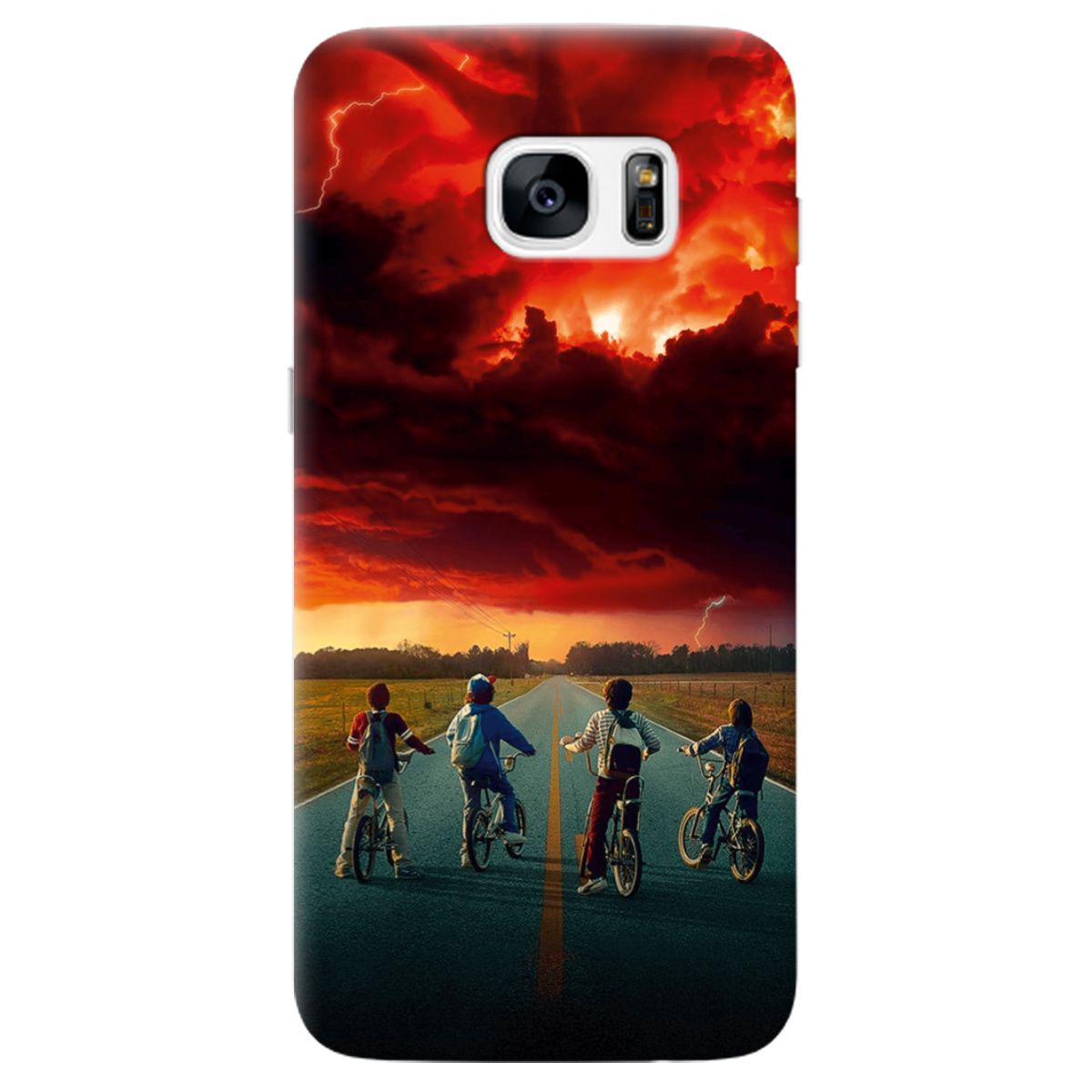 Чехол для Samsung Galaxy S7 Edge прозрачный Очень странные дела Красное небо Хокинса - фото 1 - Чехлы для телефонов