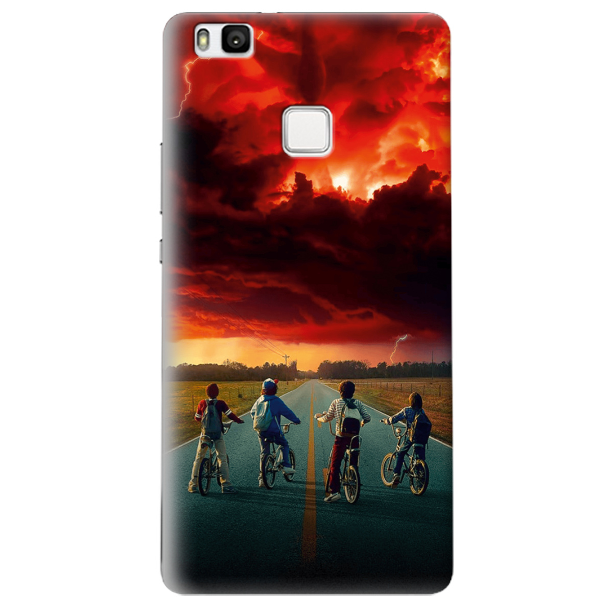 Чехол для Huawei P9 Lite прозрачный Очень странные дела Красное небо Хокинса - фото 1 - Чехлы для телефонов