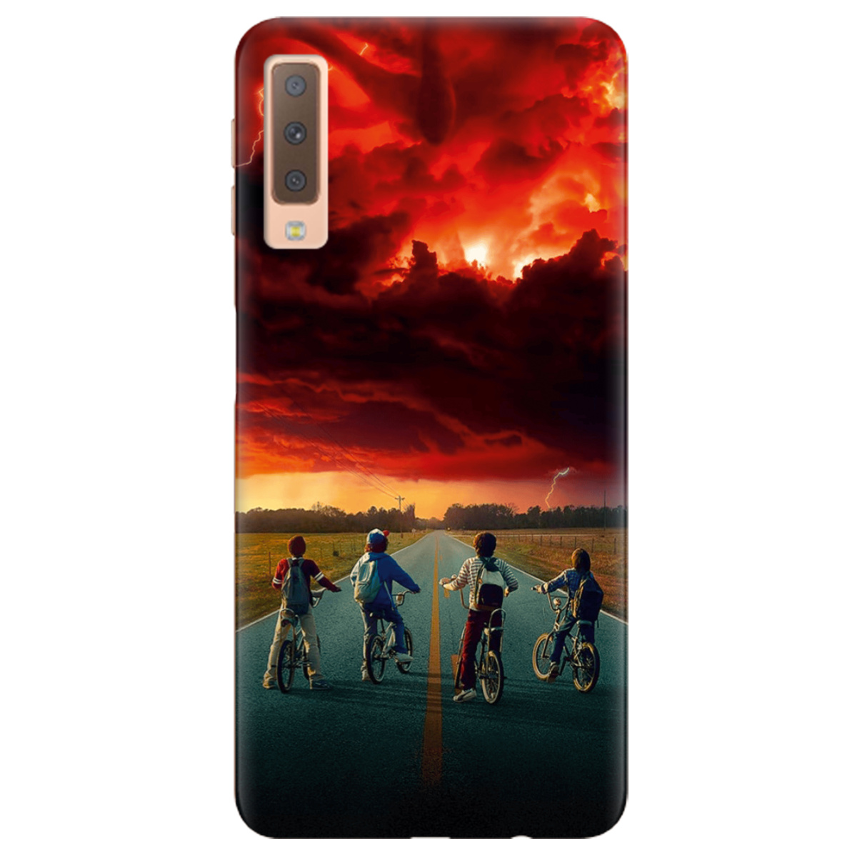 Чохол для Samsung Galaxy A7 2018 прозорий Дивні Дива Червоне небо Хокінса - фото 1 - Чохли для телефонів