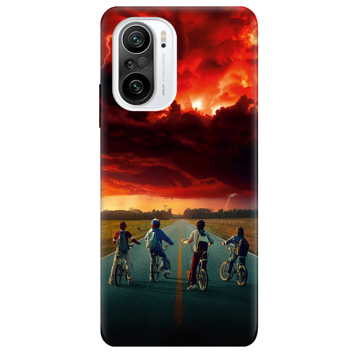 Чехол для Xiaomi Poco F3 прозрачный Очень странные дела Красное небо Хокинса - фото 1 - Чехлы для телефонов