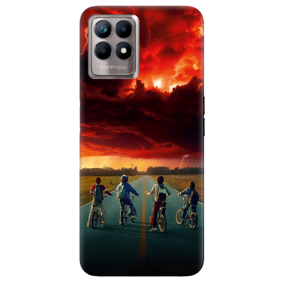 Чохол для Realme 8i прозорий Дивні Дива Червоне небо Хокінса - фото 1 - Чохли для телефонів