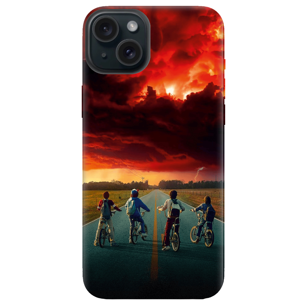 Чехол для Apple iPhone 15 Plus прозрачный Очень странные дела Красное небо Хокинса - фото 1 - Чехлы для телефонов