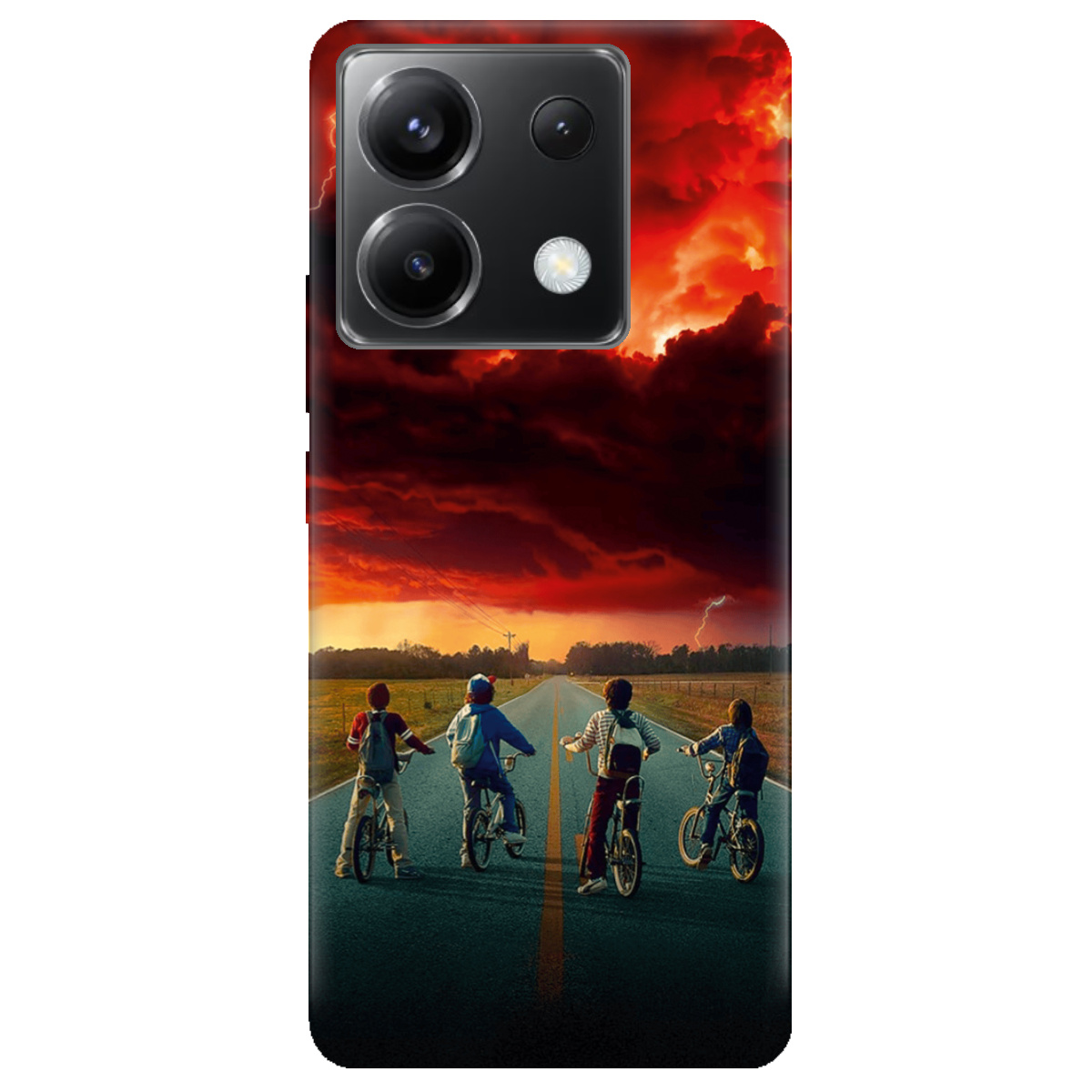 Чохол для Xiaomi Poco X6 прозорий Дивні Дива Червоне небо Хокінса - фото 1 - Чохли для телефонів