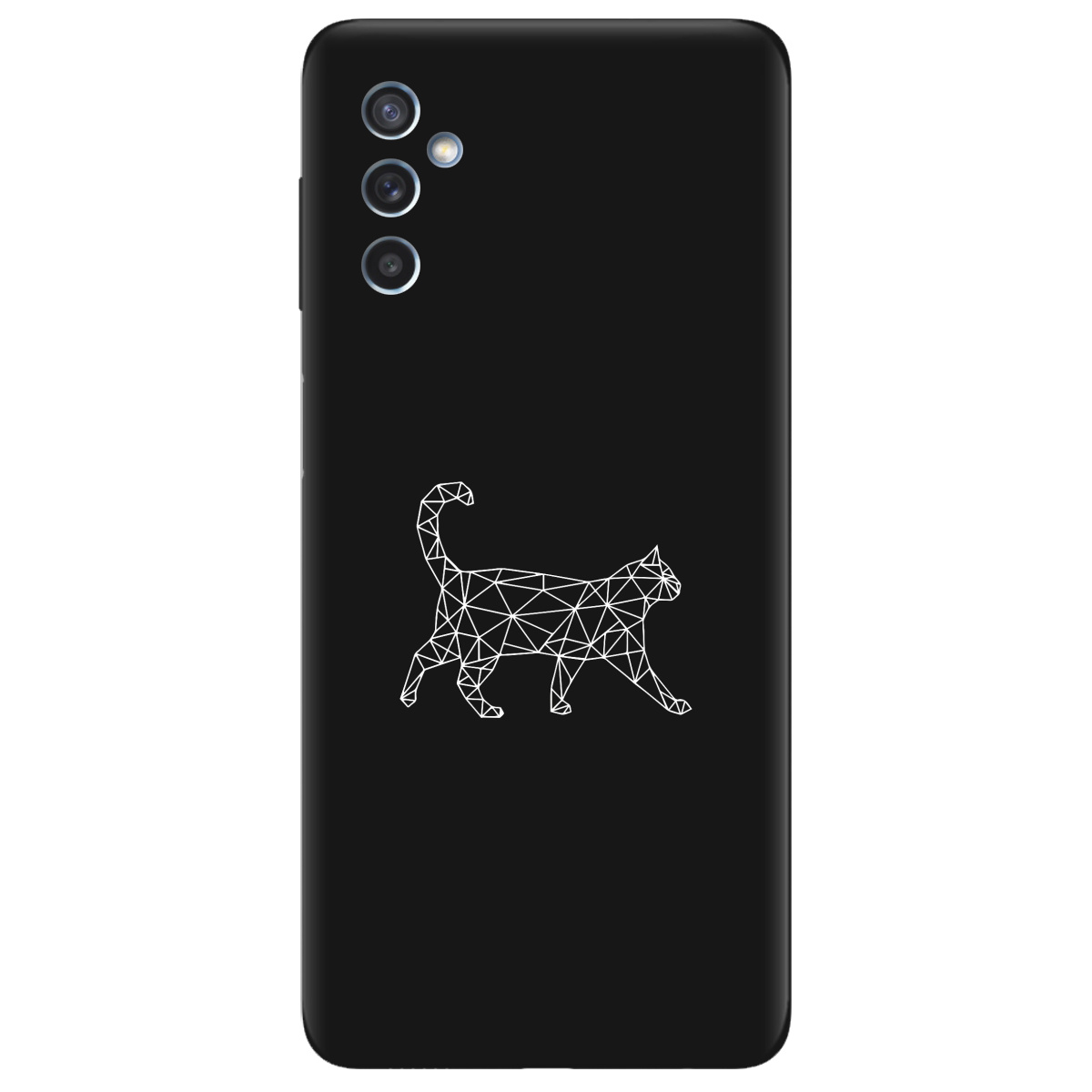 Чехол для Samsung Galaxy M52 черный матовый soft touch White cat - фото 1 - Чехлы для телефонов