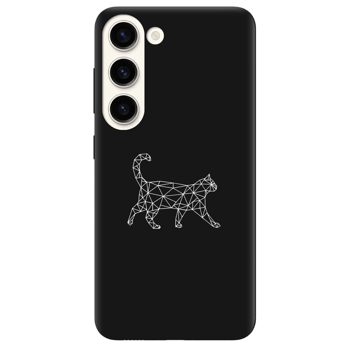 Чохол для Samsung Galaxy S23 чорний матовий soft touch White cat - фото 1 - Чохли для телефонів