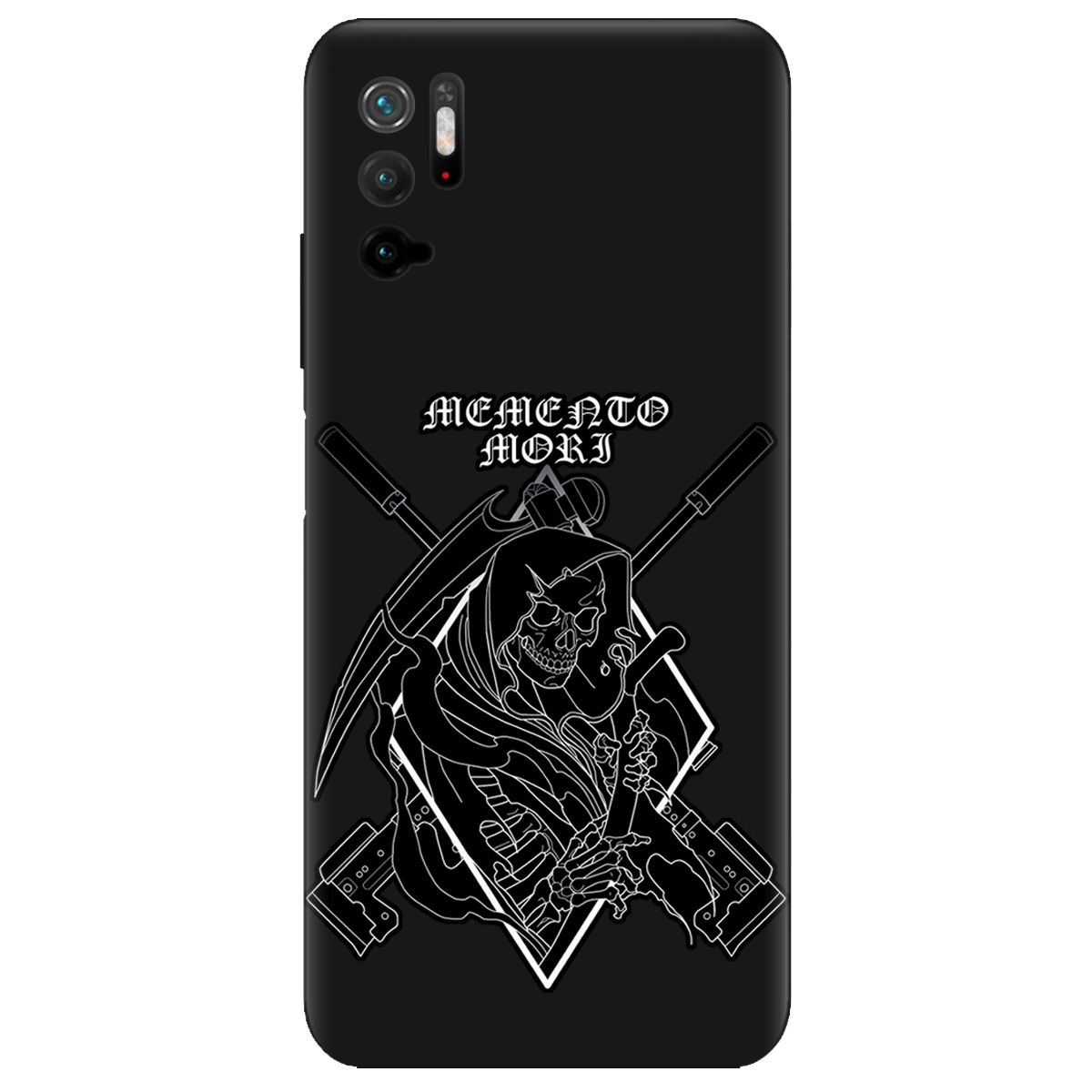 Чехол для Xiaomi Poco M3 Pro черный матовый soft touch Пам'ятай про смерть - фото 1 - Чехлы для телефонов