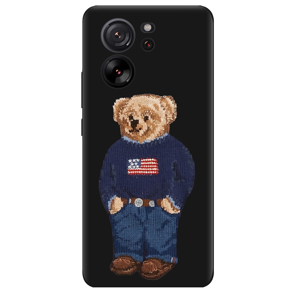 Чохол для Xiaomi 13T Pro чорний матовий soft touch Американський ведмедик - фото 1 - Чохли для телефонів