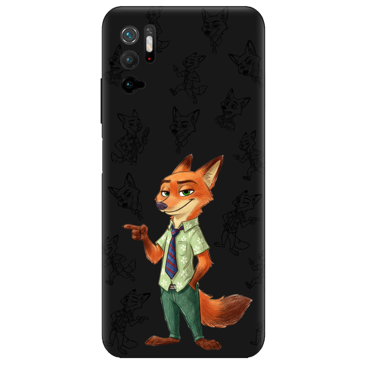 Чехол для Xiaomi Redmi Note 10 5G черный матовый soft touch Зоотрополис Ник Nick - фото 1 - Чехлы для телефонов