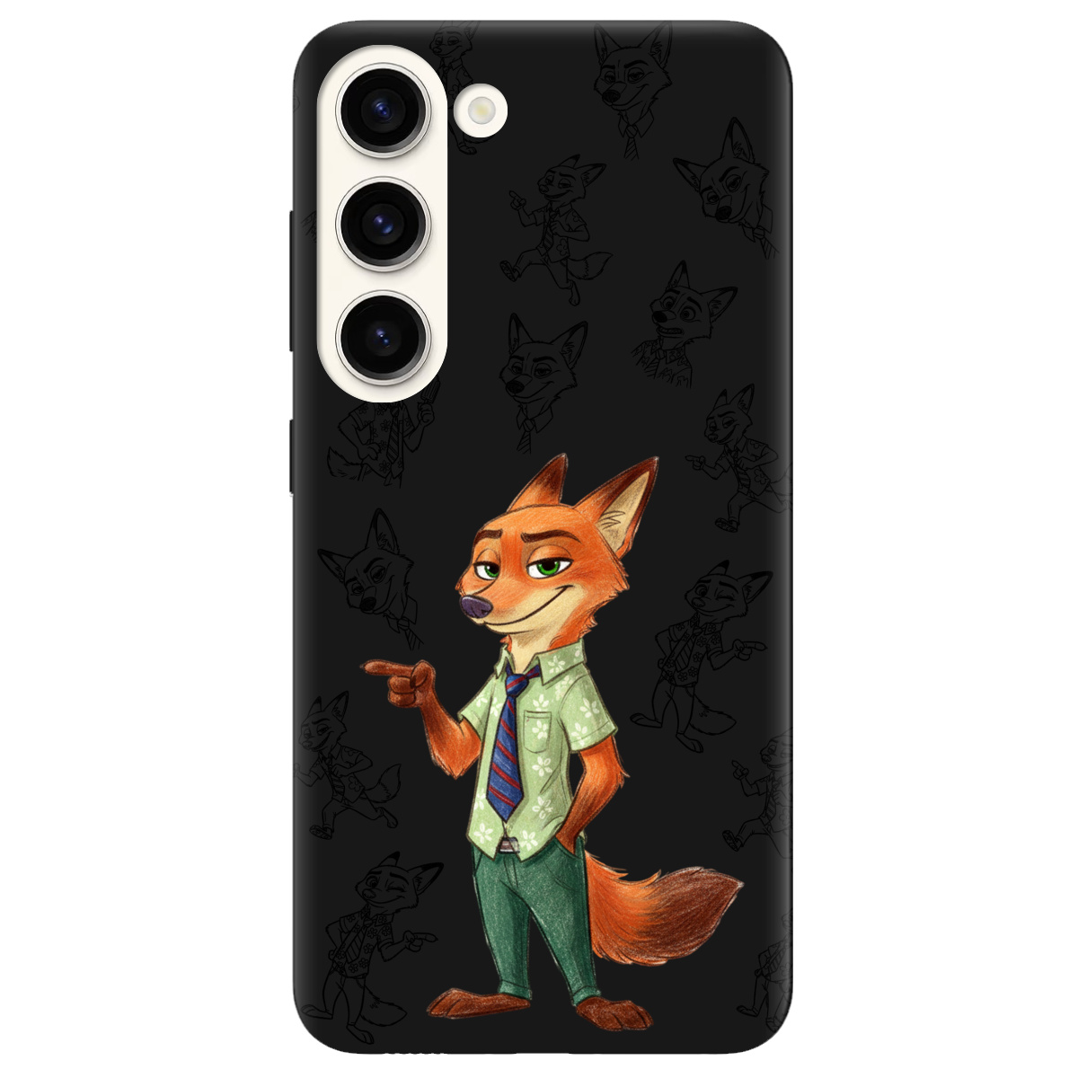 Чохол для Samsung Galaxy S23 чорний матовий soft touch Зоотрополіс Нік Nick - фото 1 - Чохли для телефонів