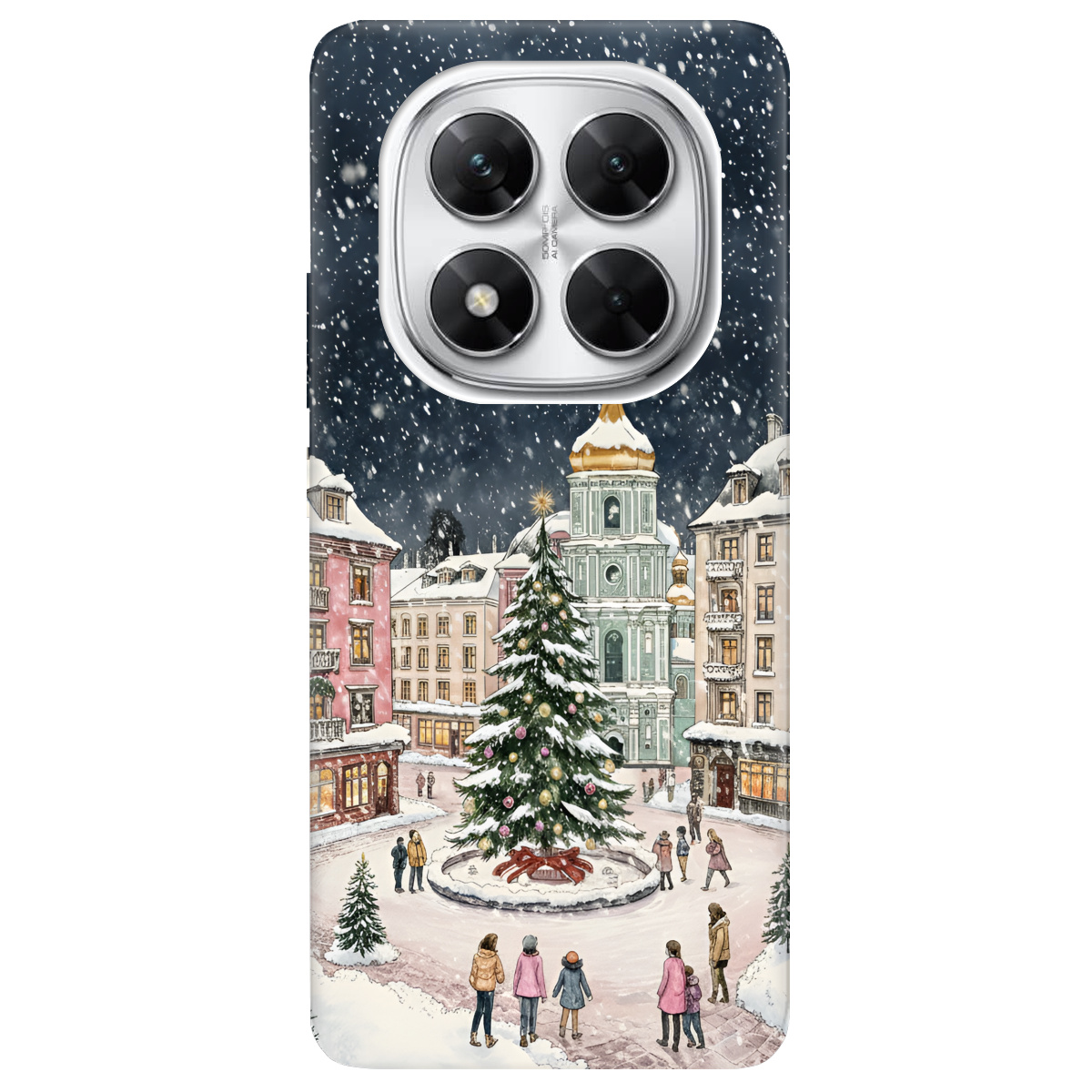 Чехол для Xiaomi Poco X7 прозрачный Новогодний город - фото 1 - Чехлы для телефонов