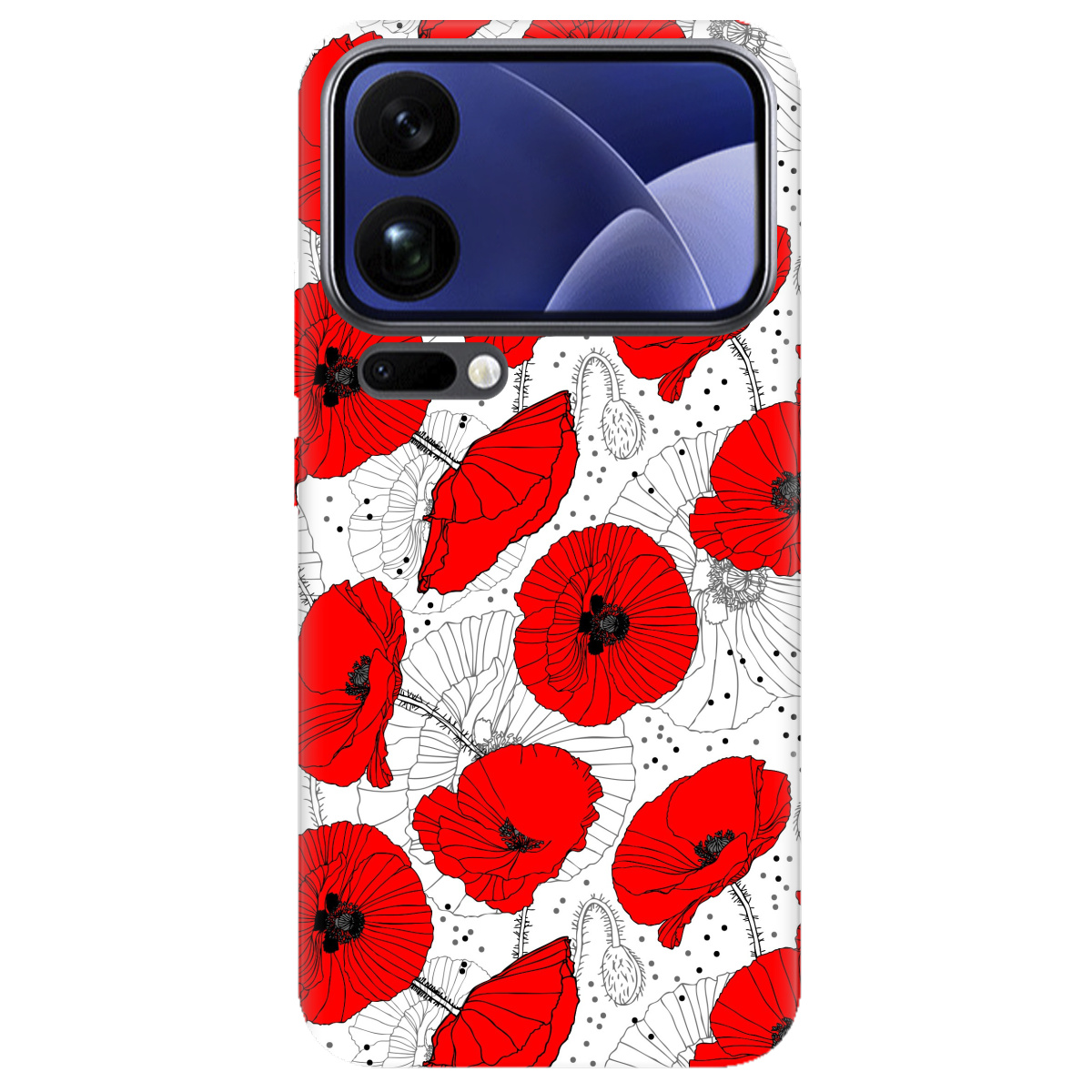 Чехол для Xiaomi 17 Pro Max прозрачный Red flower - фото 1 - Чехлы для телефонов