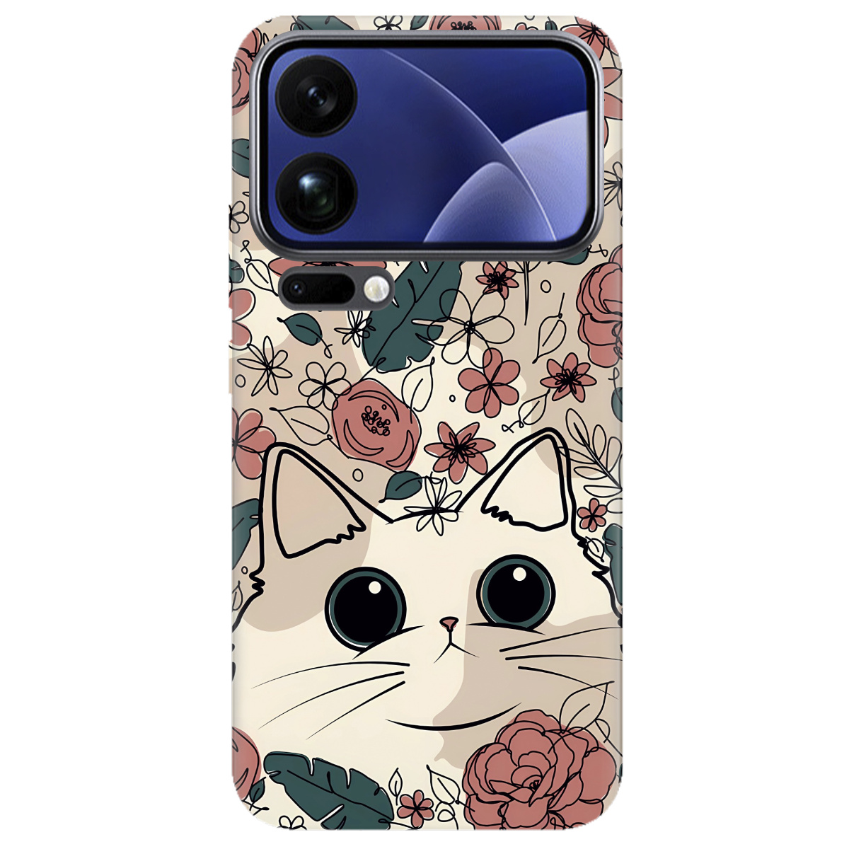 Чехол для Xiaomi 17 Pro Max прозрачный Flower cat - фото 1 - Чехлы для телефонов