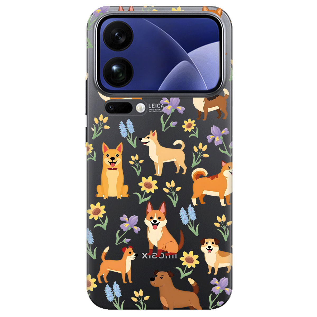 Чехол для Xiaomi 17 Pro Max прозрачный Blooming Puppies - фото 1 - Чехлы для телефонов