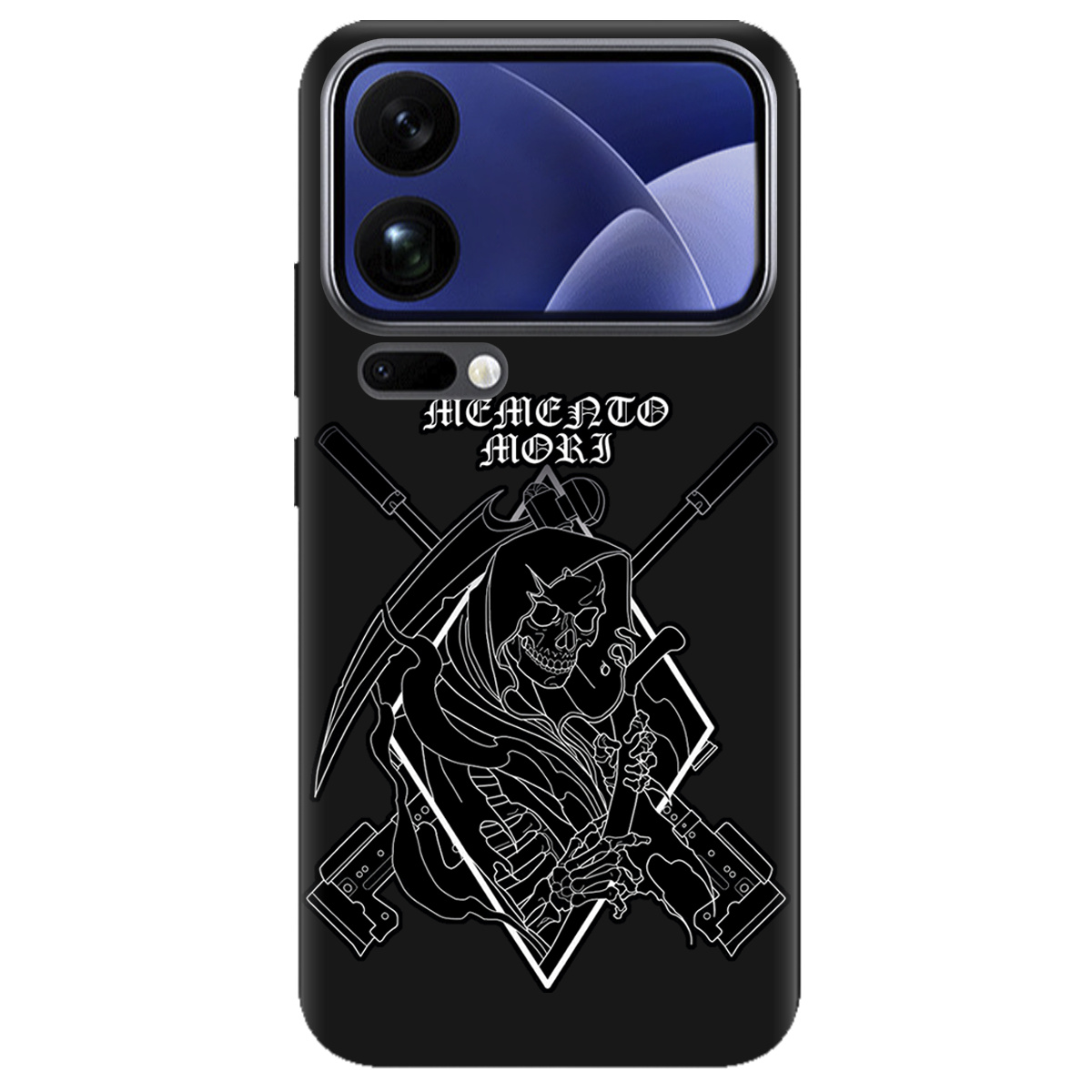 Чехол для Xiaomi 17 Pro Max черный матовый soft touch Пам'ятай про смерть - фото 1 - Чехлы для телефонов