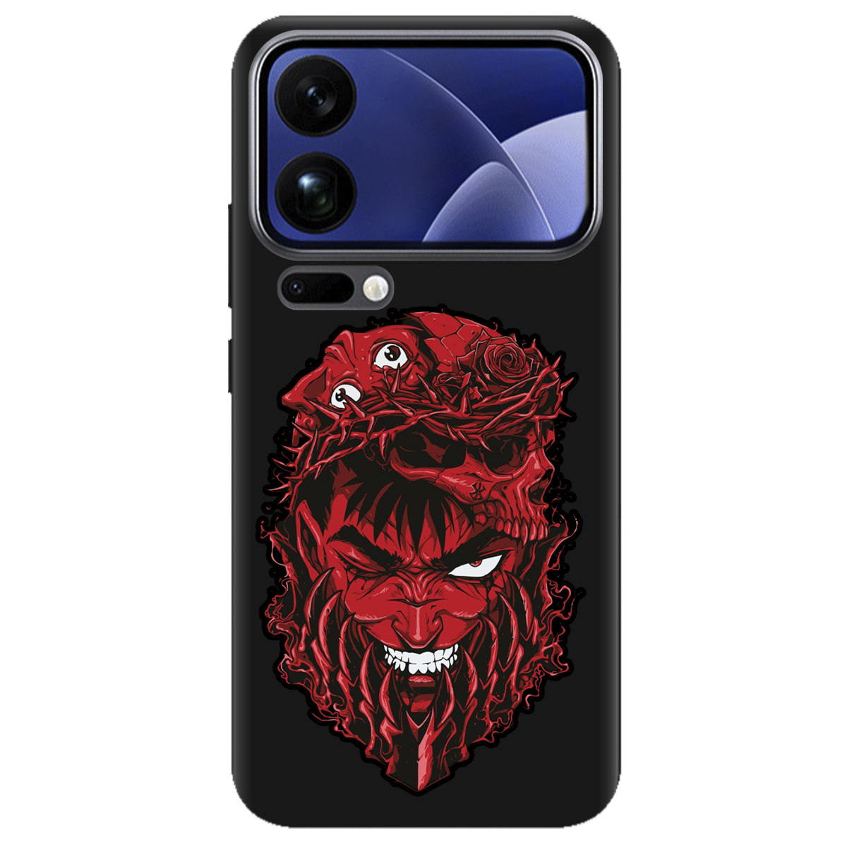 Чехол для Xiaomi 17 Pro Max черный матовый soft touch Red slip head - фото 1 - Чехлы для телефонов