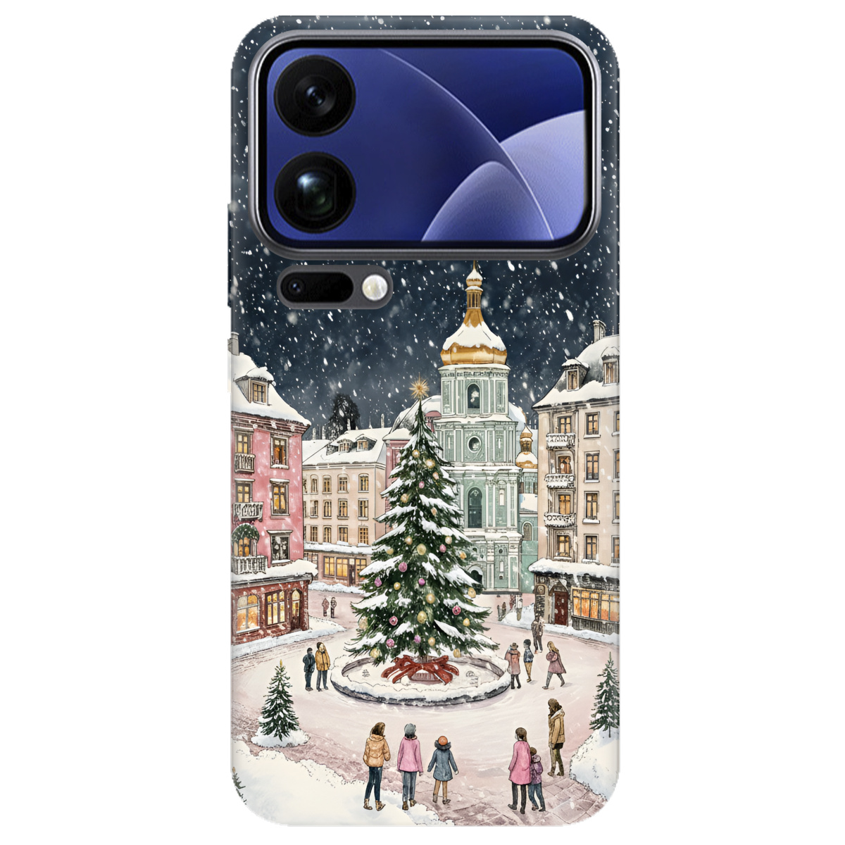 Чехол для Xiaomi 17 Pro Max прозрачный Новогодний город - фото 1 - Чехлы для телефонов