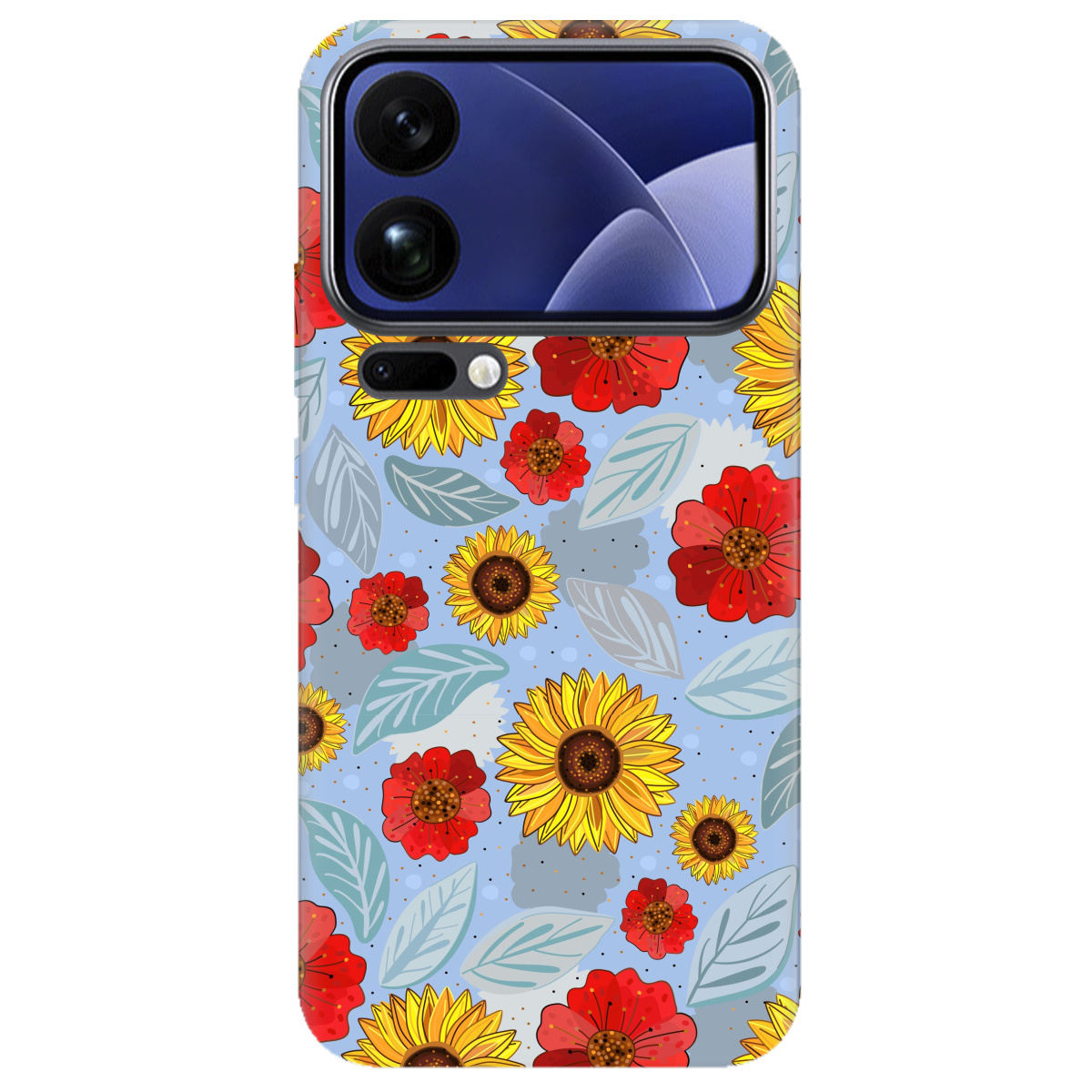 Чехол для Xiaomi 17 Pro прозрачный Соняшники і маки - фото 1 - Чехлы для телефонов